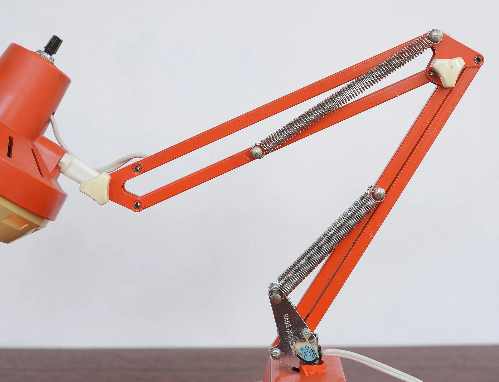 1960s Mid Century Modern Swedish Anglepoise Orange Desk Lamp - 9
