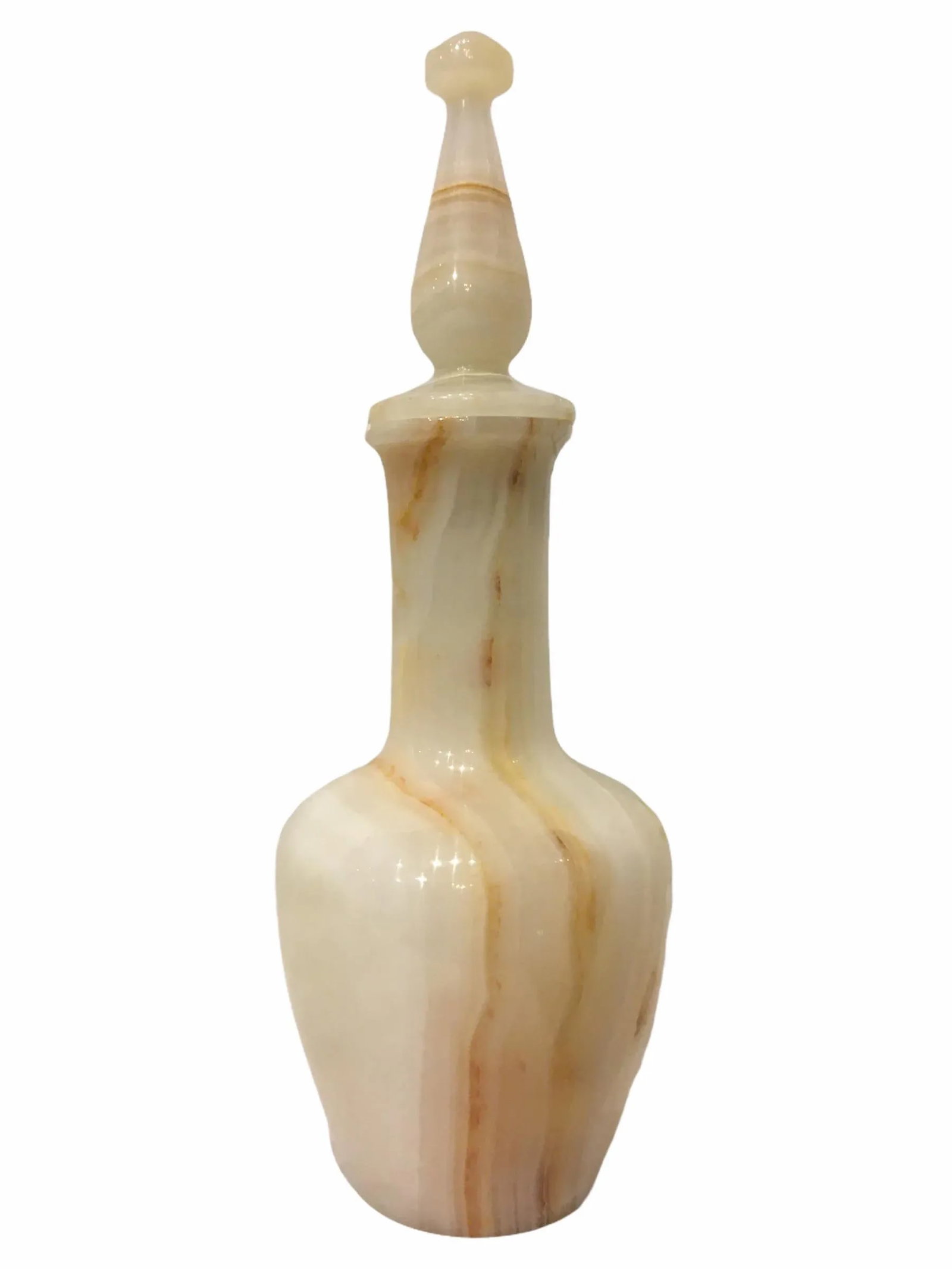 1940s Italian Mid-Century Carved Marble Decanter With Matching Goblets Wine Glass Set - 3 Pieces - 4