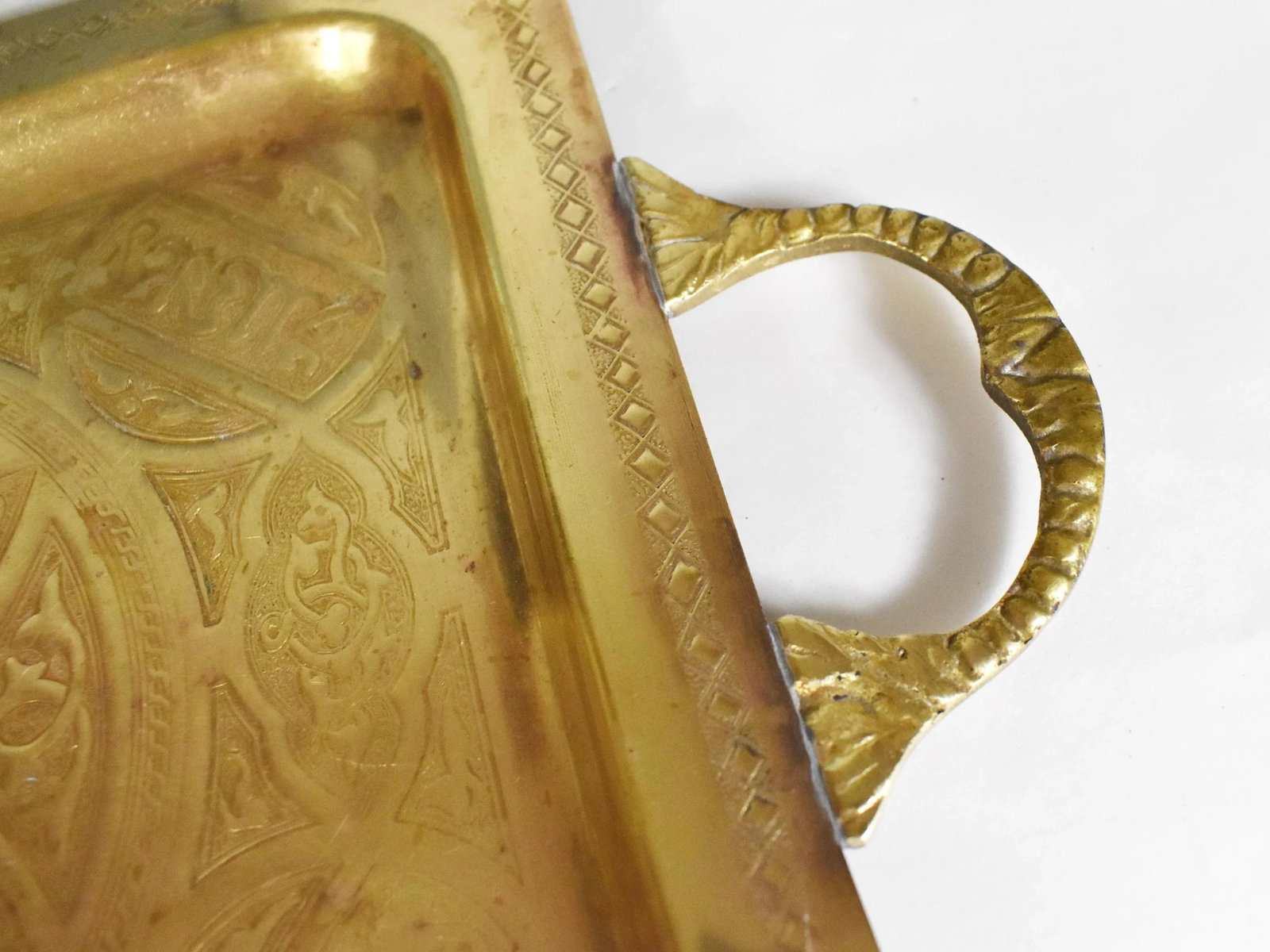 Vintage Solid Brass Hand Crafted Islamic Arabic Islamic Calligraphy Tray - 2