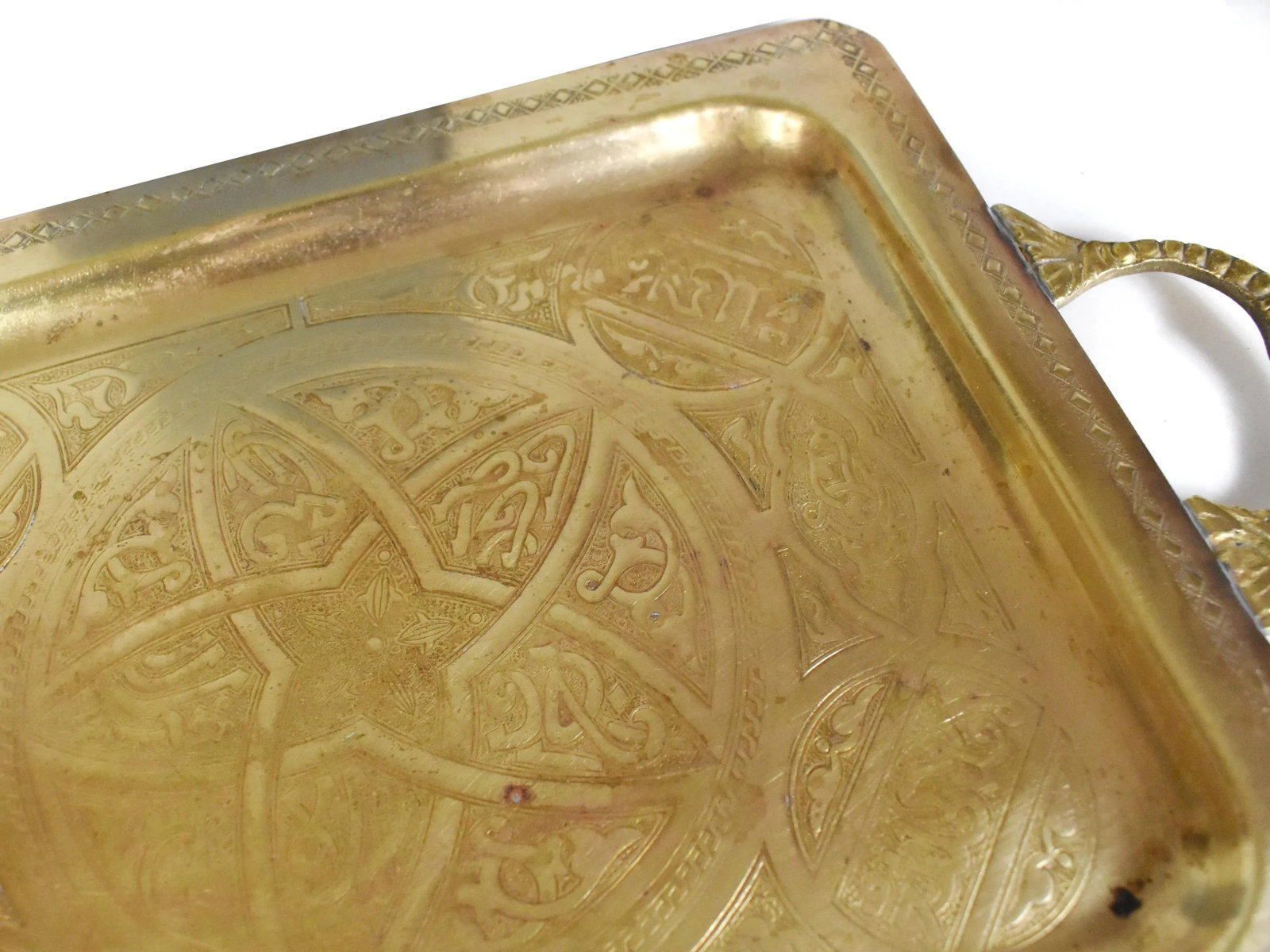 Vintage Solid Brass Hand Crafted Islamic Arabic Islamic Calligraphy Tray - 3