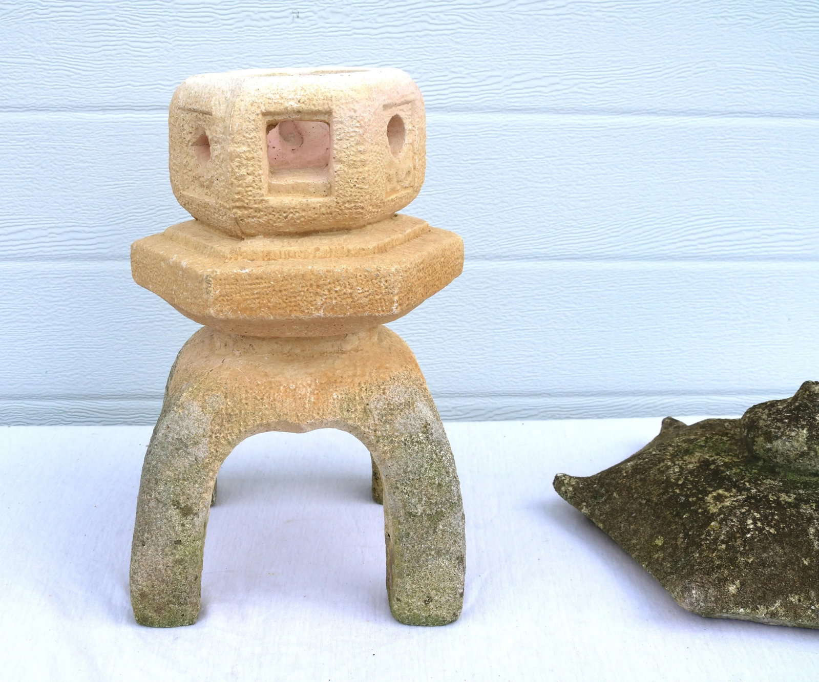 1998 Concrete 2 Piece Pagoda Garden Statue - 3