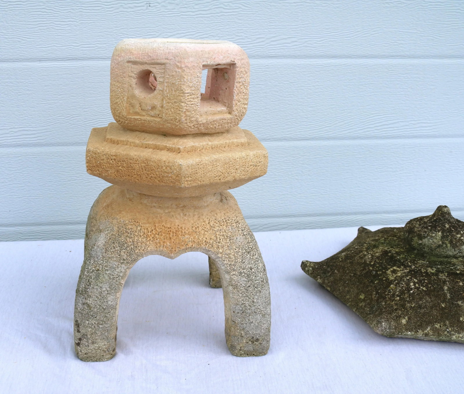 1998 Concrete 2 Piece Pagoda Garden Statue - 4