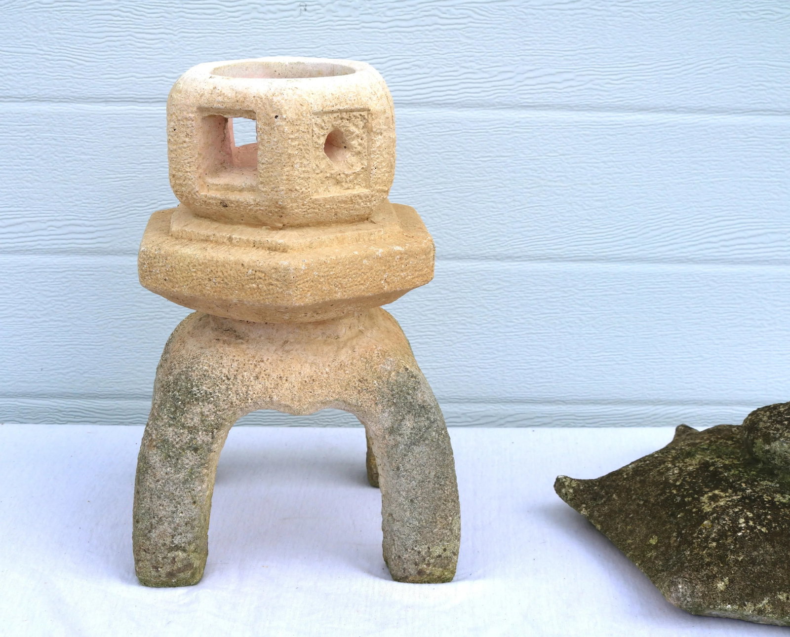 1998 Concrete 2 Piece Pagoda Garden Statue - 5