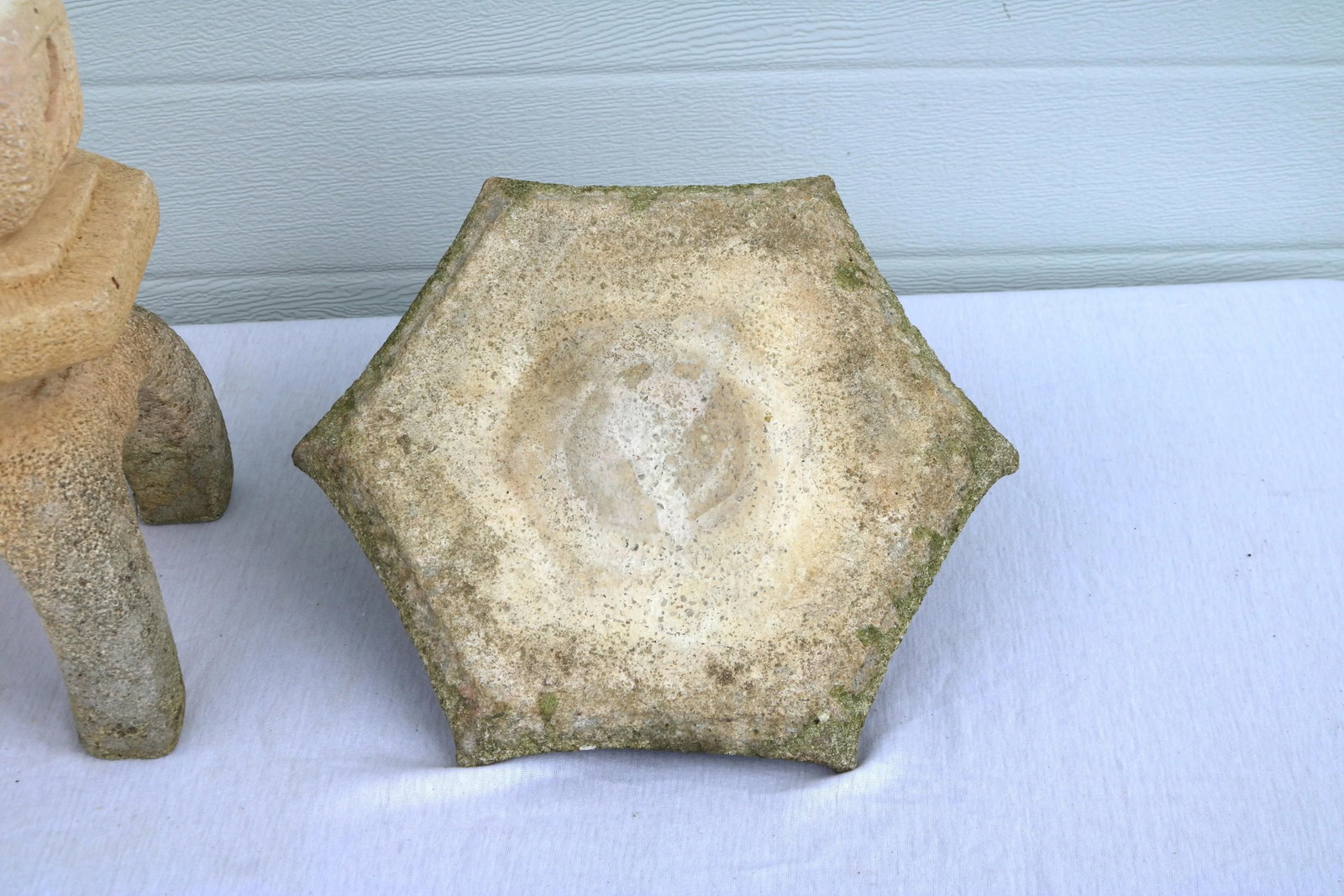 1998 Concrete 2 Piece Pagoda Garden Statue - 7