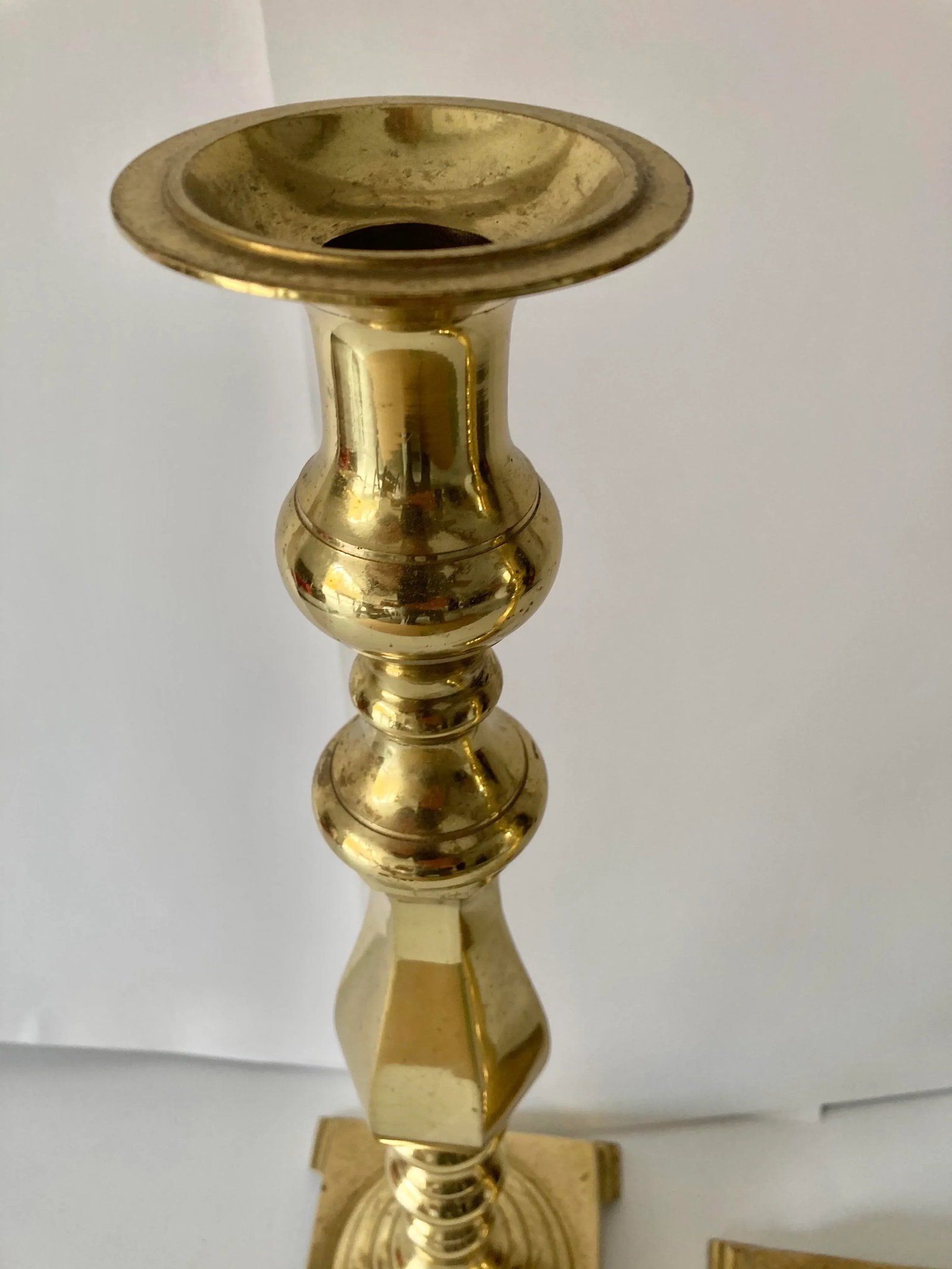 Gothic Style Monolithic Brass Candle Sticks (2) Pair - 2