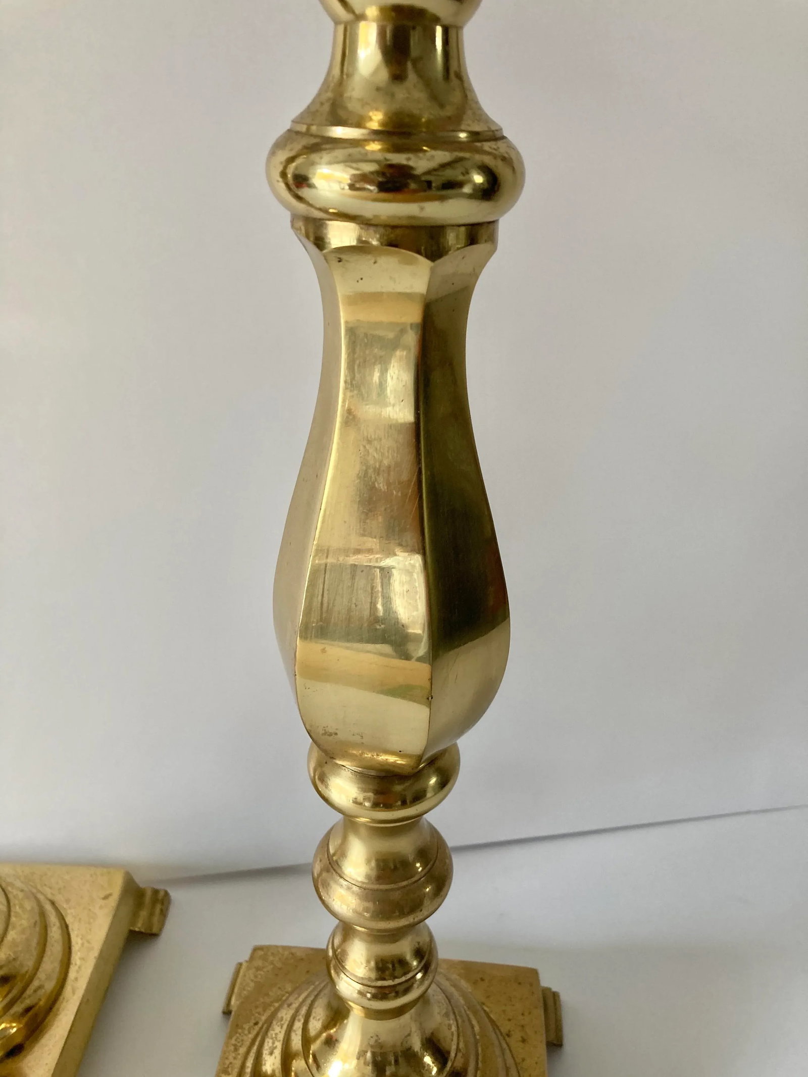Gothic Style Monolithic Brass Candle Sticks (2) Pair - 4