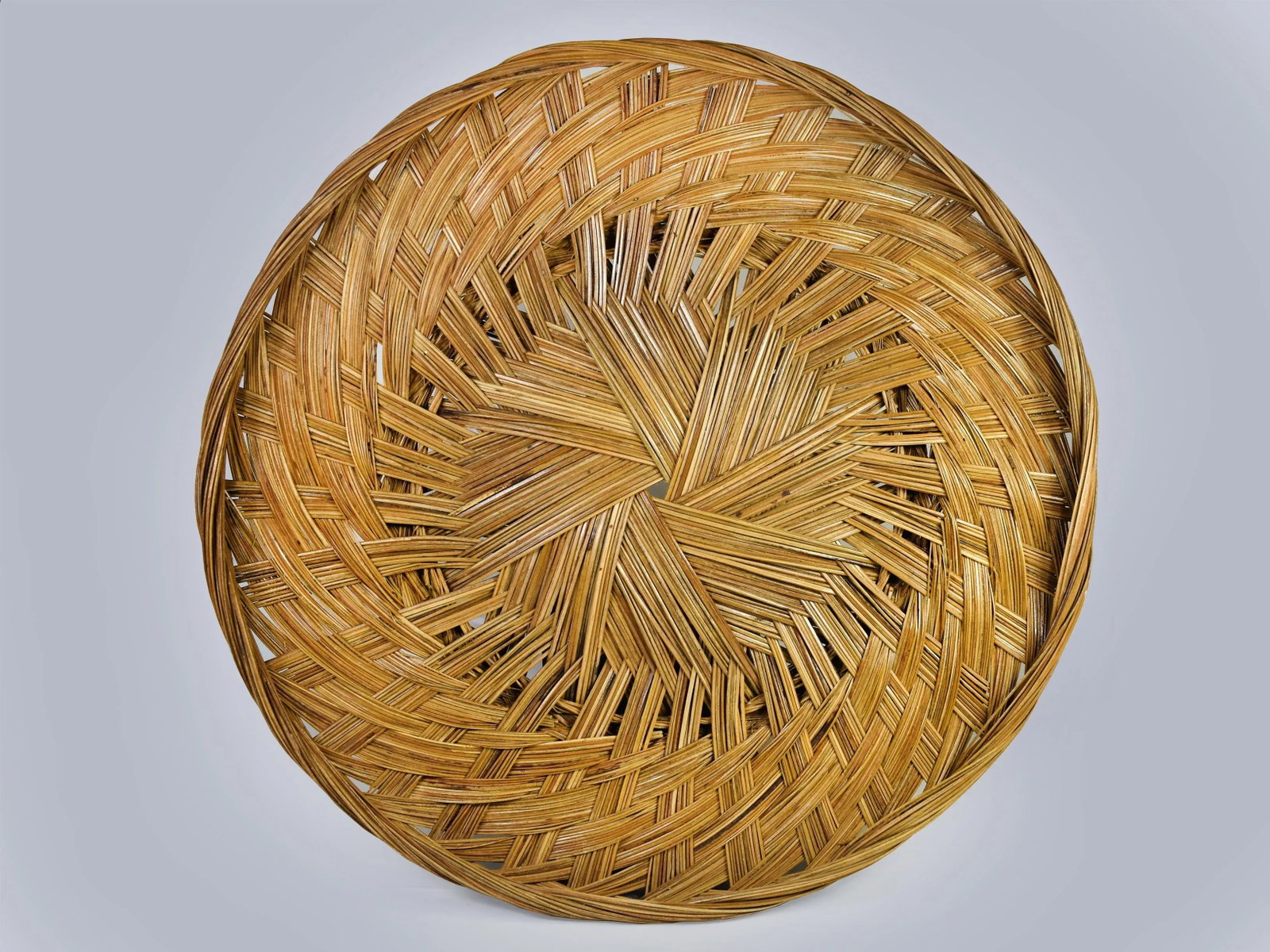 Hand Woven Wicker Rattan Boho Wall Hanging Decor Round Basket - a Pair - 2