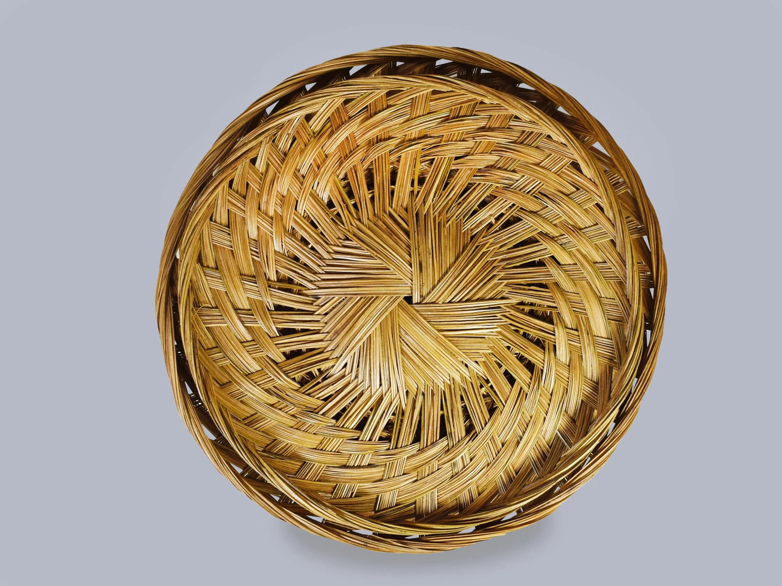 Hand Woven Wicker Rattan Boho Wall Hanging Decor Round Basket - a Pair - 4