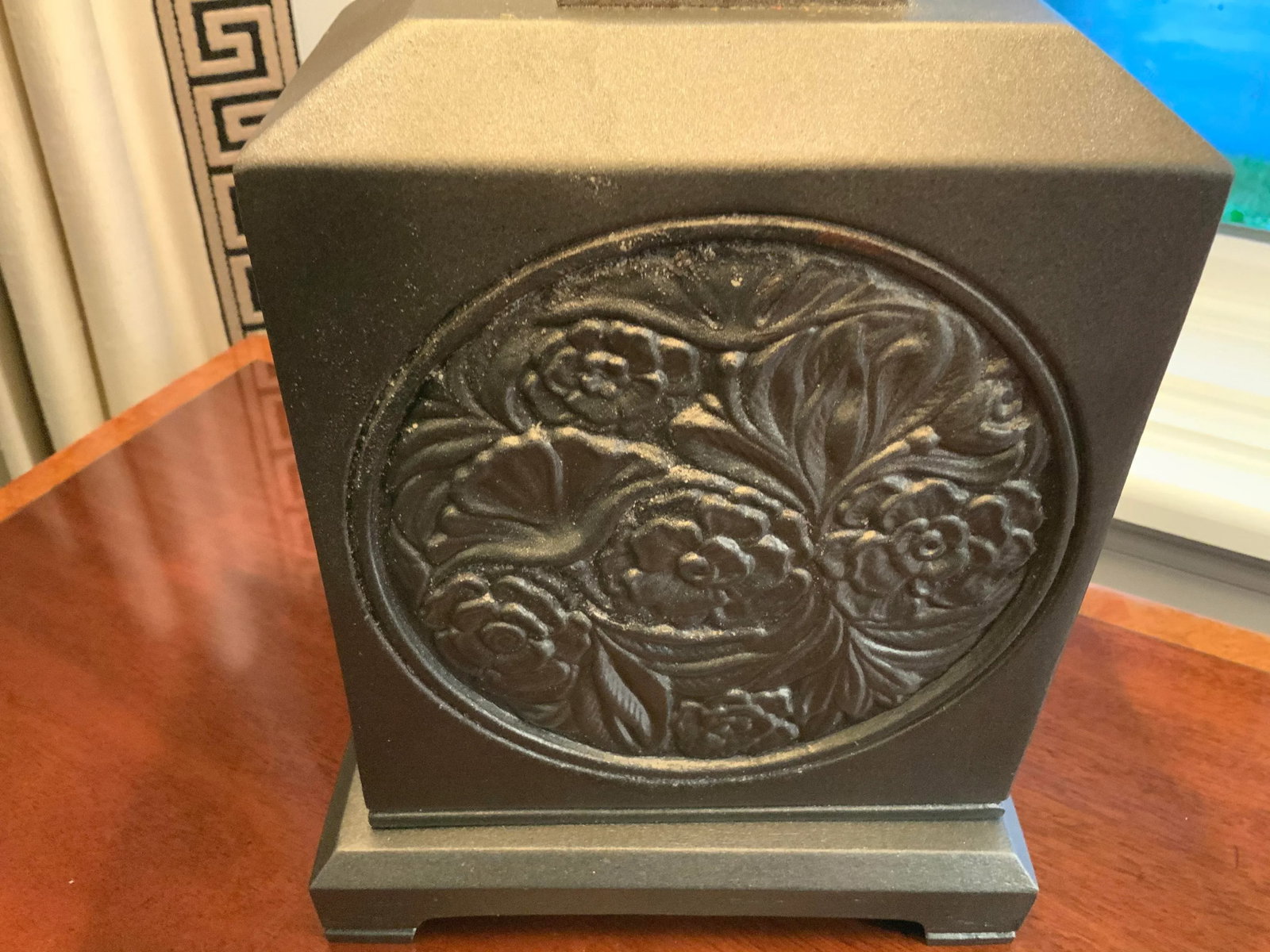 Vintage 1970s Chinese Gray Silver Painted Lamp - 4