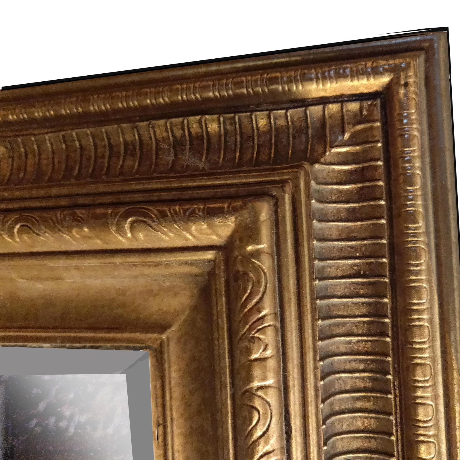 French Louis XVI Style Gold Painted Rectangular or Horizontal Beveled Mirror - 3