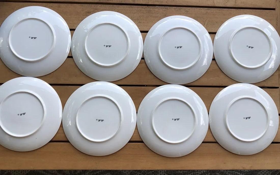 Vintage Fitz & Floyd Brown Shell Porcelain Salad Dessert Plates- Set of 8 - 3