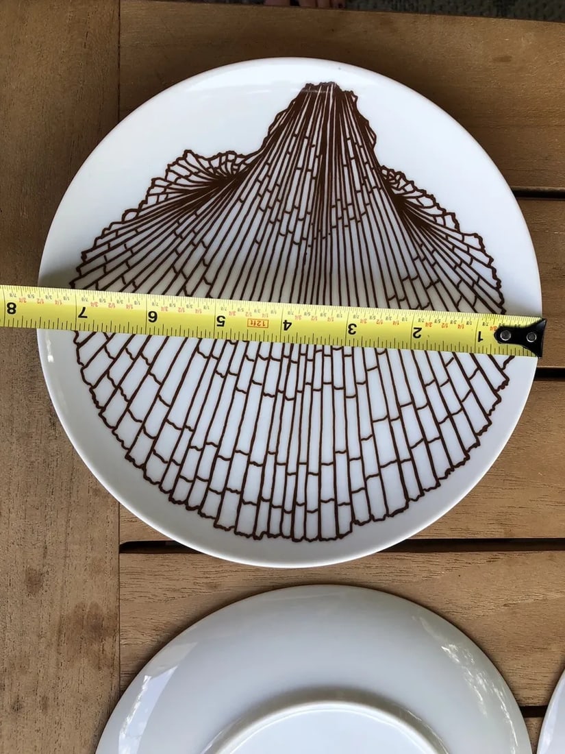 Vintage Fitz & Floyd Brown Shell Porcelain Salad Dessert Plates- Set of 8 - 5