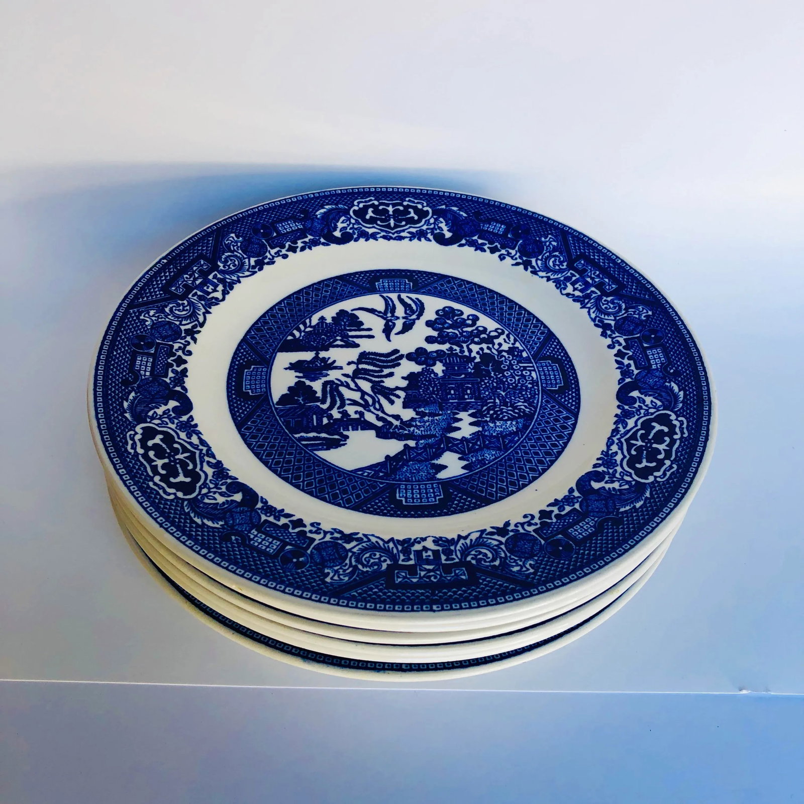 Vintage Blue Willow Luncheon (6) Plates 9.25" Usa - 3