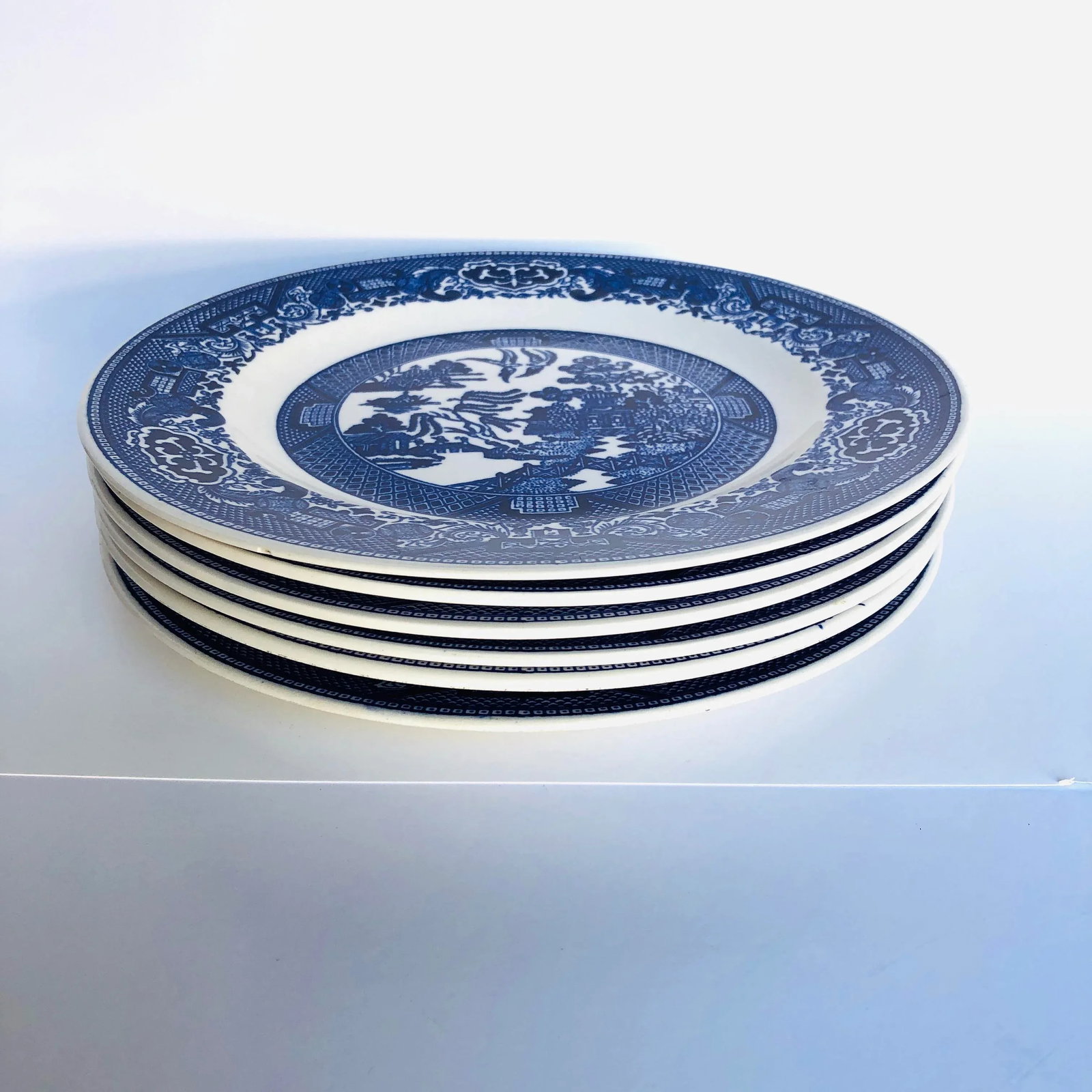 Vintage Blue Willow Luncheon (6) Plates 9.25" Usa - 8