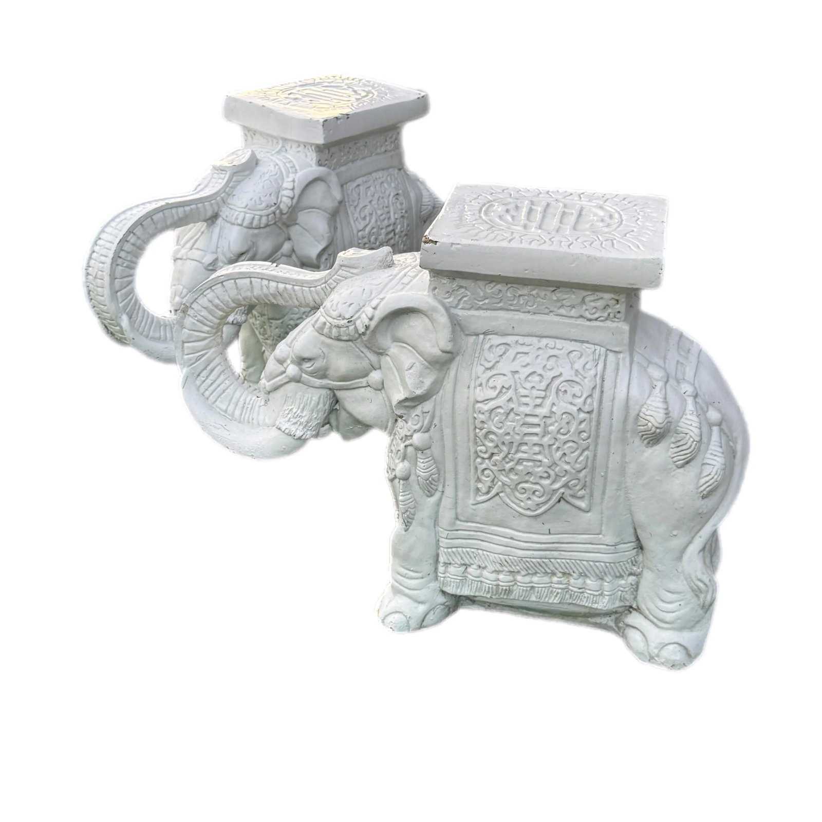 1970s White Elephant Ceramic Garden Stools-a Pair - 11