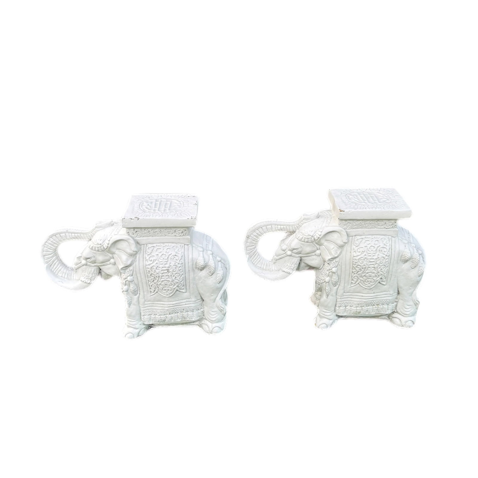 1970s White Elephant Ceramic Garden Stools-a Pair - 12