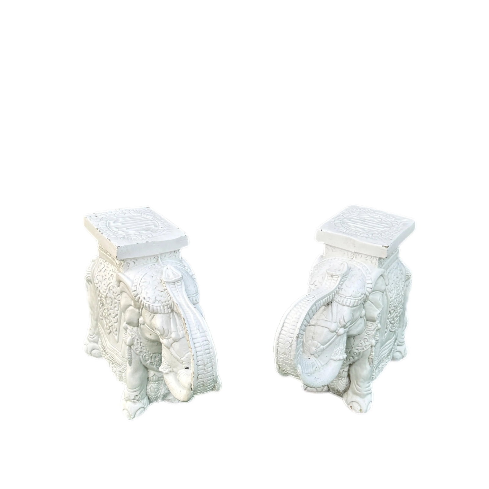 1970s White Elephant Ceramic Garden Stools-a Pair - 6