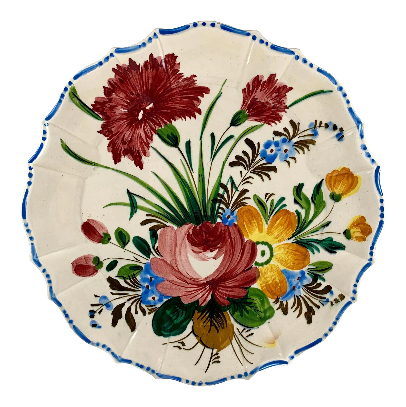 Italian Renaissance Revival Faience Nove Rose Floral Serving Platter (1 of 13)