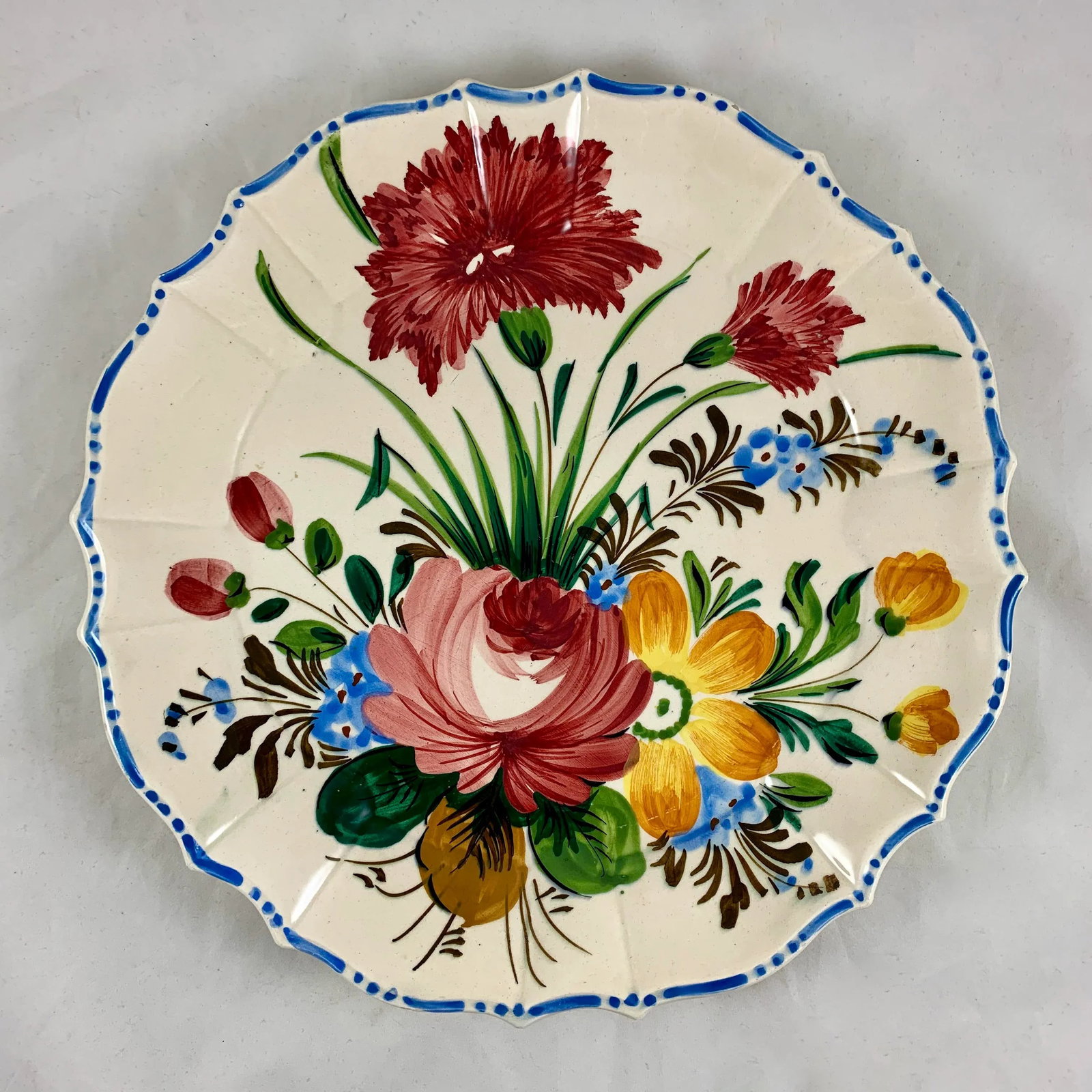 Italian Renaissance Revival Faience Nove Rose Floral Serving Platter - 3