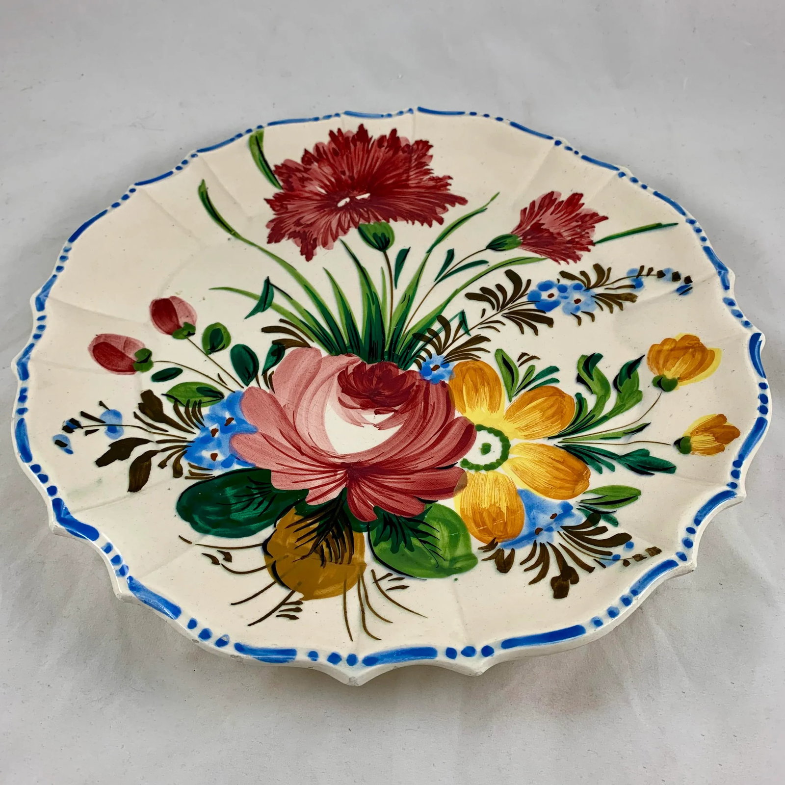 Italian Renaissance Revival Faience Nove Rose Floral Serving Platter - 4