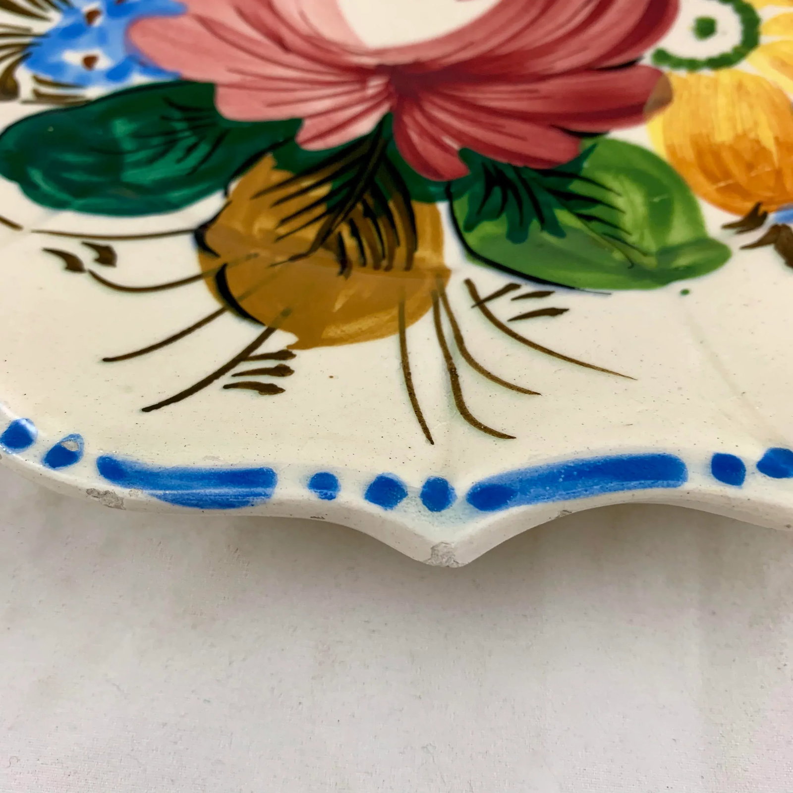 Italian Renaissance Revival Faience Nove Rose Floral Serving Platter - 7