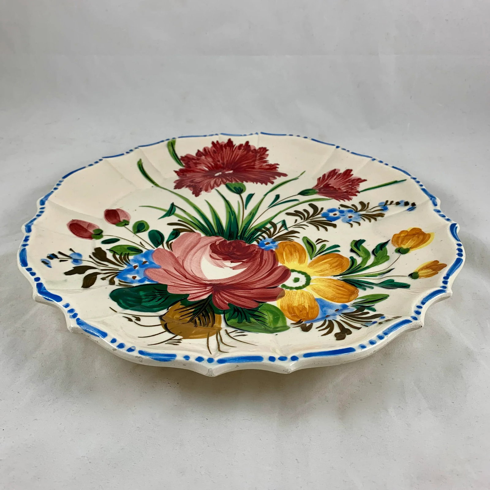 Italian Renaissance Revival Faience Nove Rose Floral Serving Platter - 8