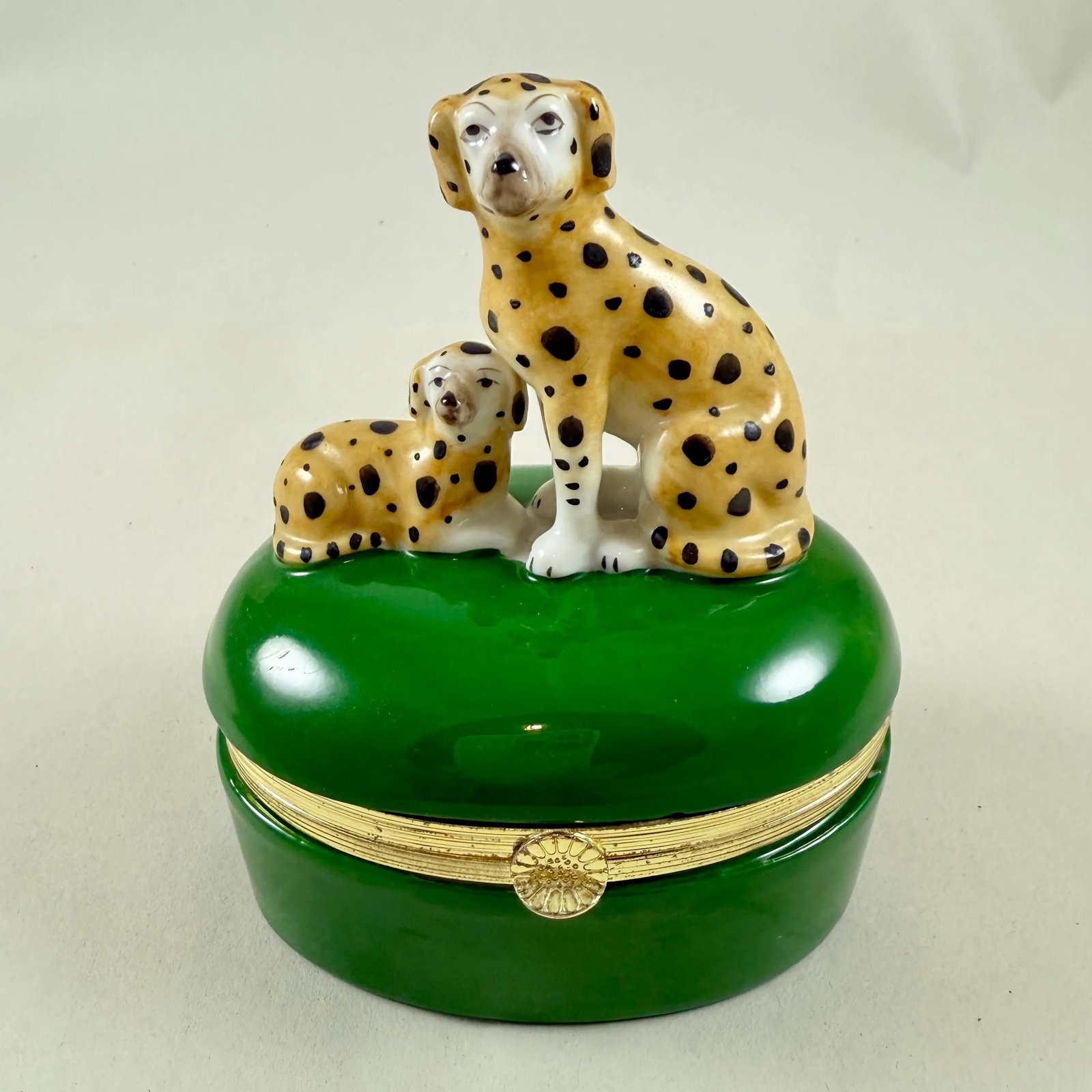 Fitz & Floyd Spotted Dogs Porcelain Trinket Box - 2