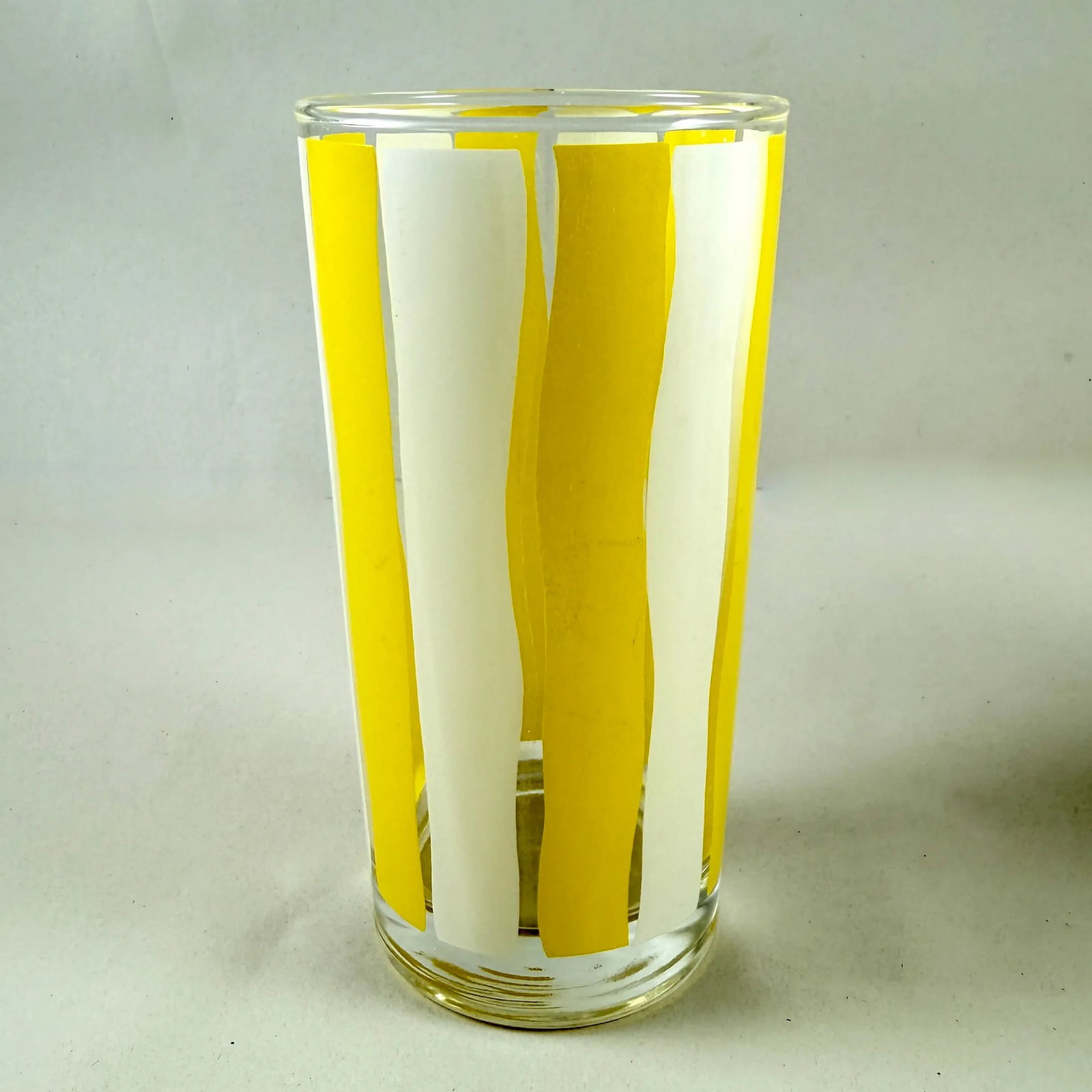 Mid-Century Modern Yellow & White Striped Highball Glasses, Set of Six - 2