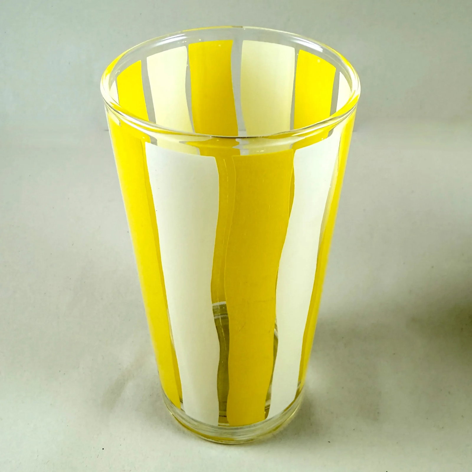 Mid-Century Modern Yellow & White Striped Highball Glasses, Set of Six - 3