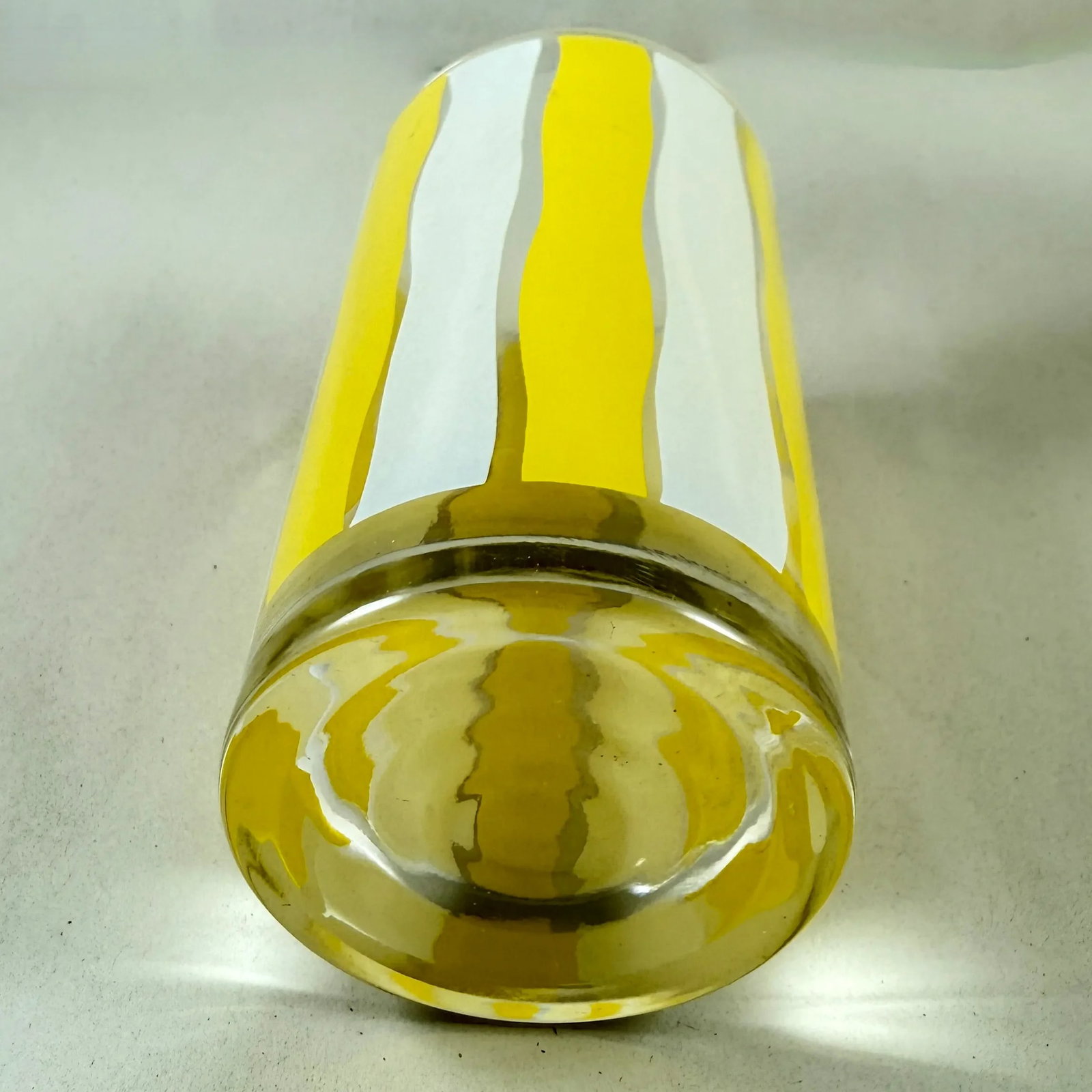 Mid-Century Modern Yellow & White Striped Highball Glasses, Set of Six - 5