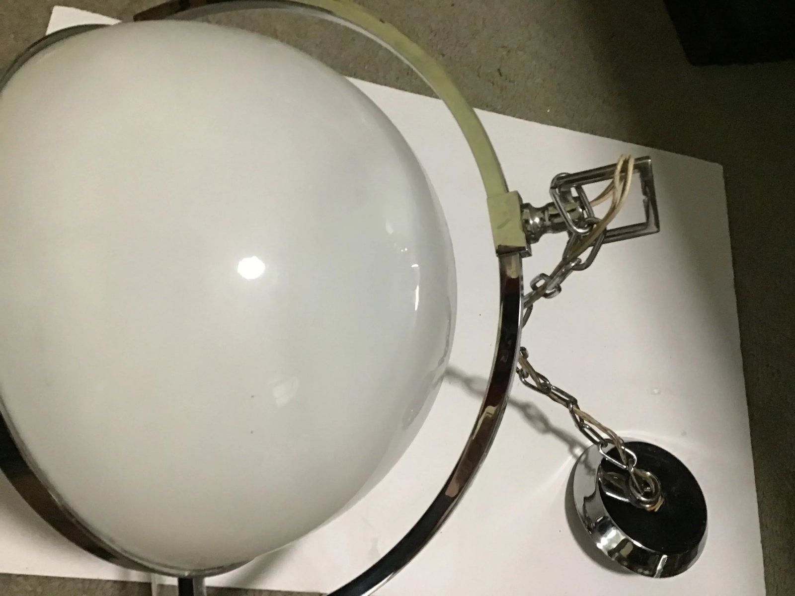Mid Century Modern Glass Lucite Chrome Pendant Fixture Contemporary - 4