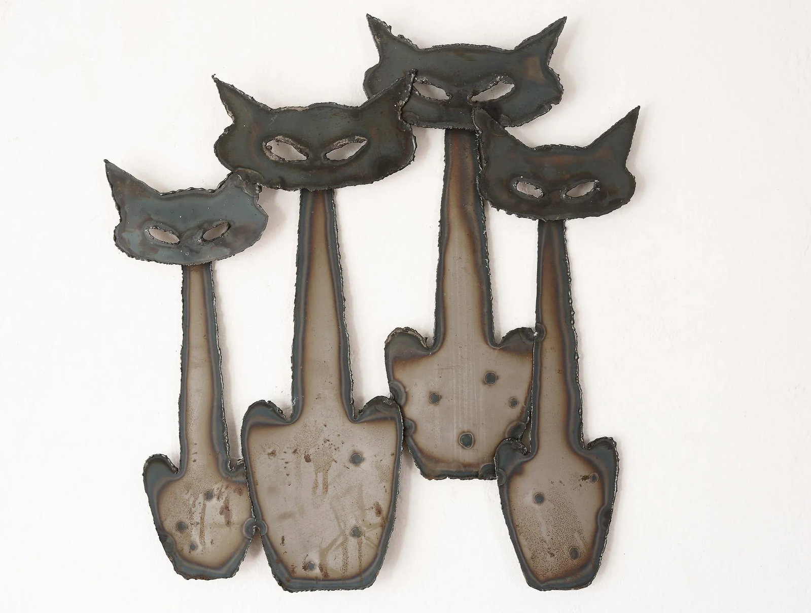Vintage Mid Century Peter Pepper Products Metal Cats Wall Sculpture - 10