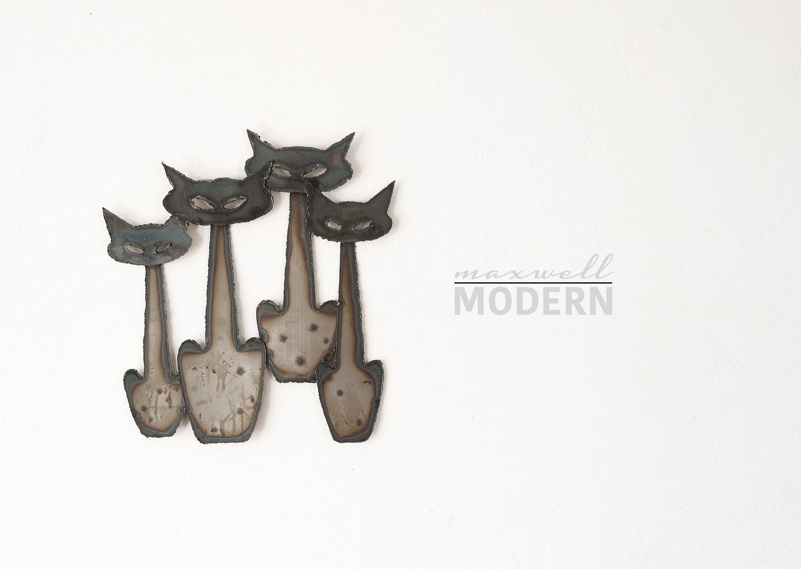 Vintage Mid Century Peter Pepper Products Metal Cats Wall Sculpture - 2