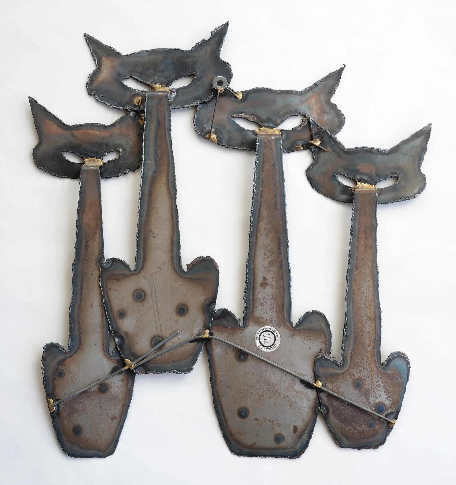 Vintage Mid Century Peter Pepper Products Metal Cats Wall Sculpture - 6