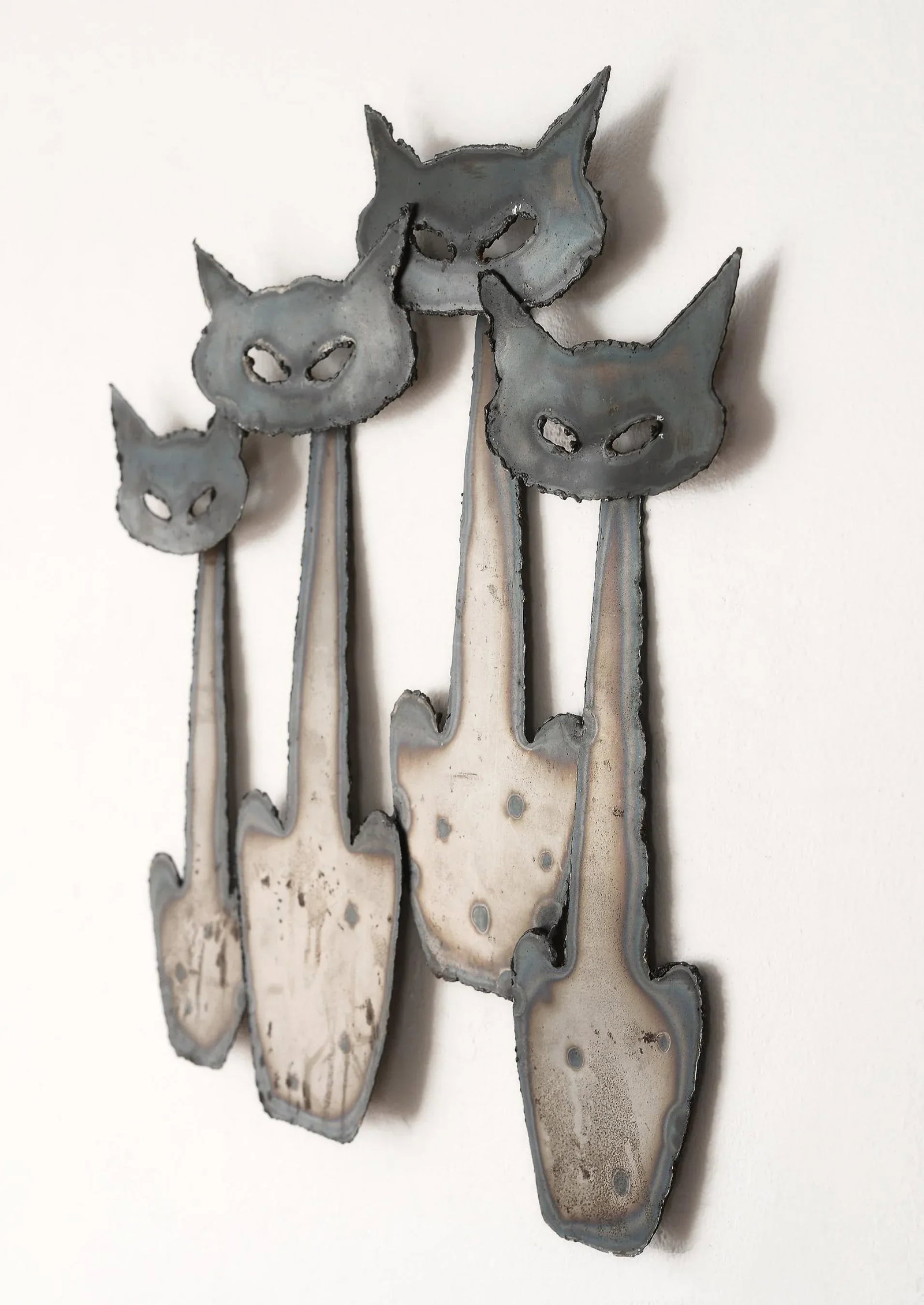 Vintage Mid Century Peter Pepper Products Metal Cats Wall Sculpture - 9