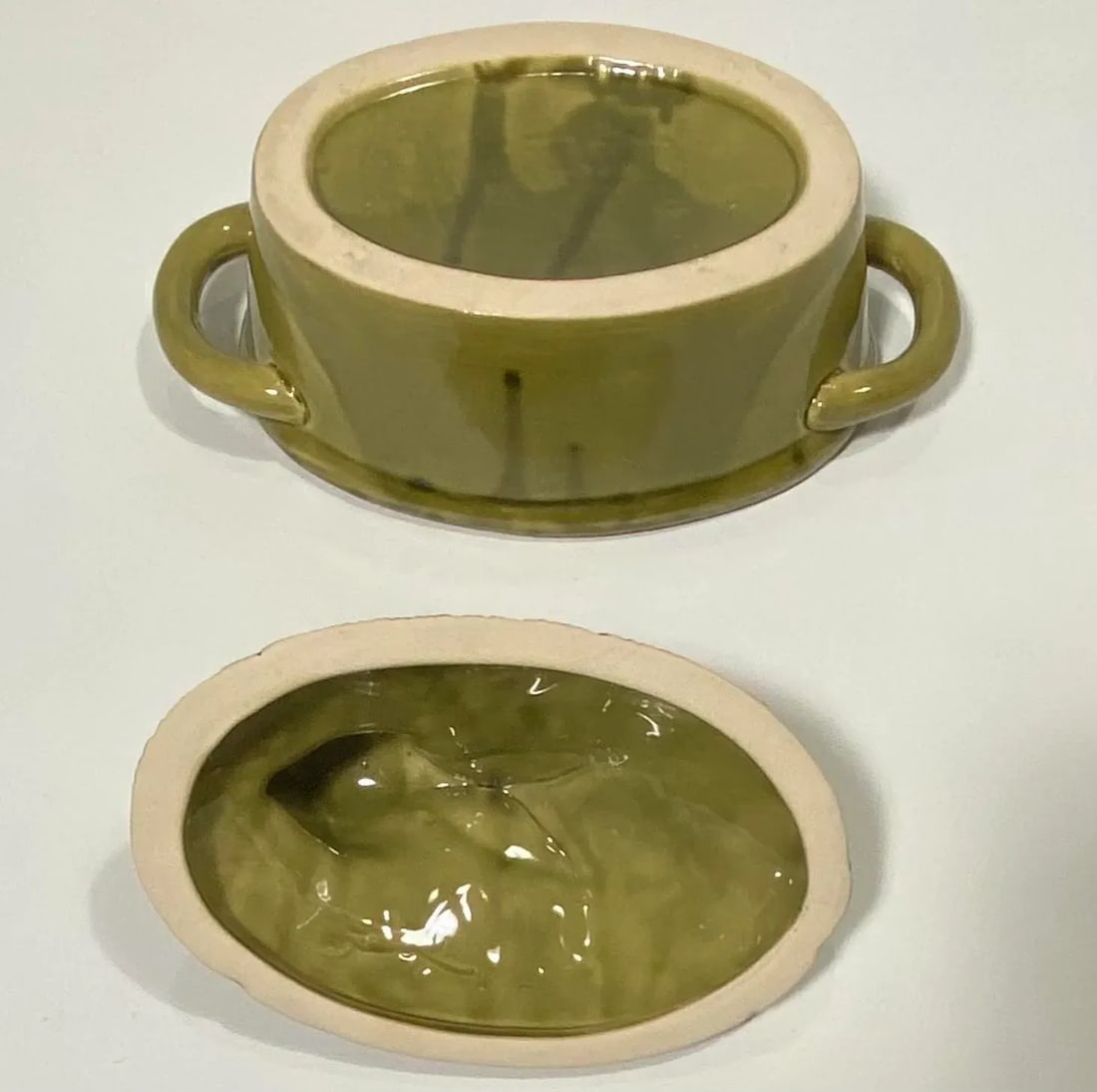 Vintage Green Majolica Rabbit Tureen, French - 9