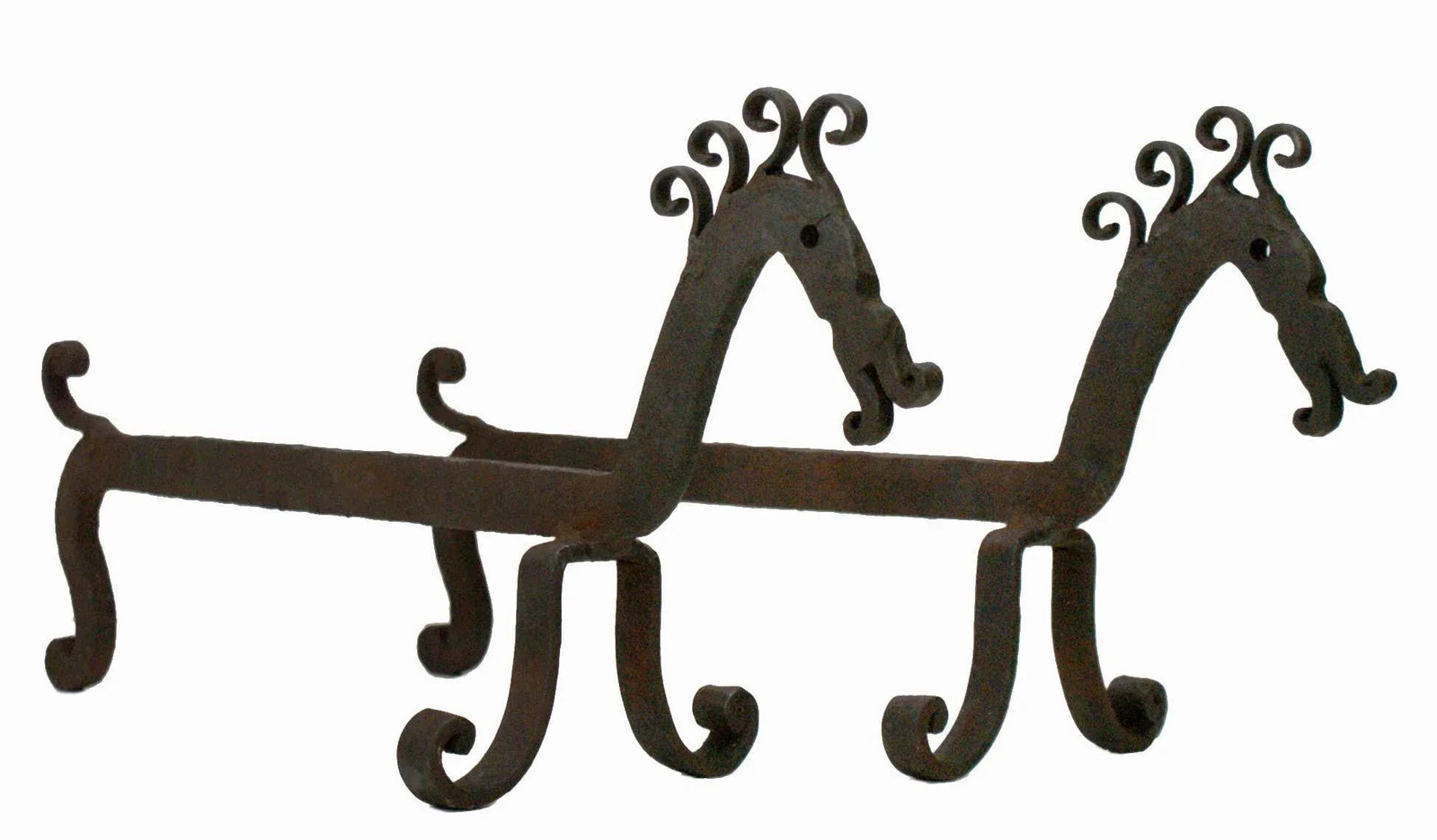 Antique Andirons - Wrought Iron Folk Art - A Pair - 4