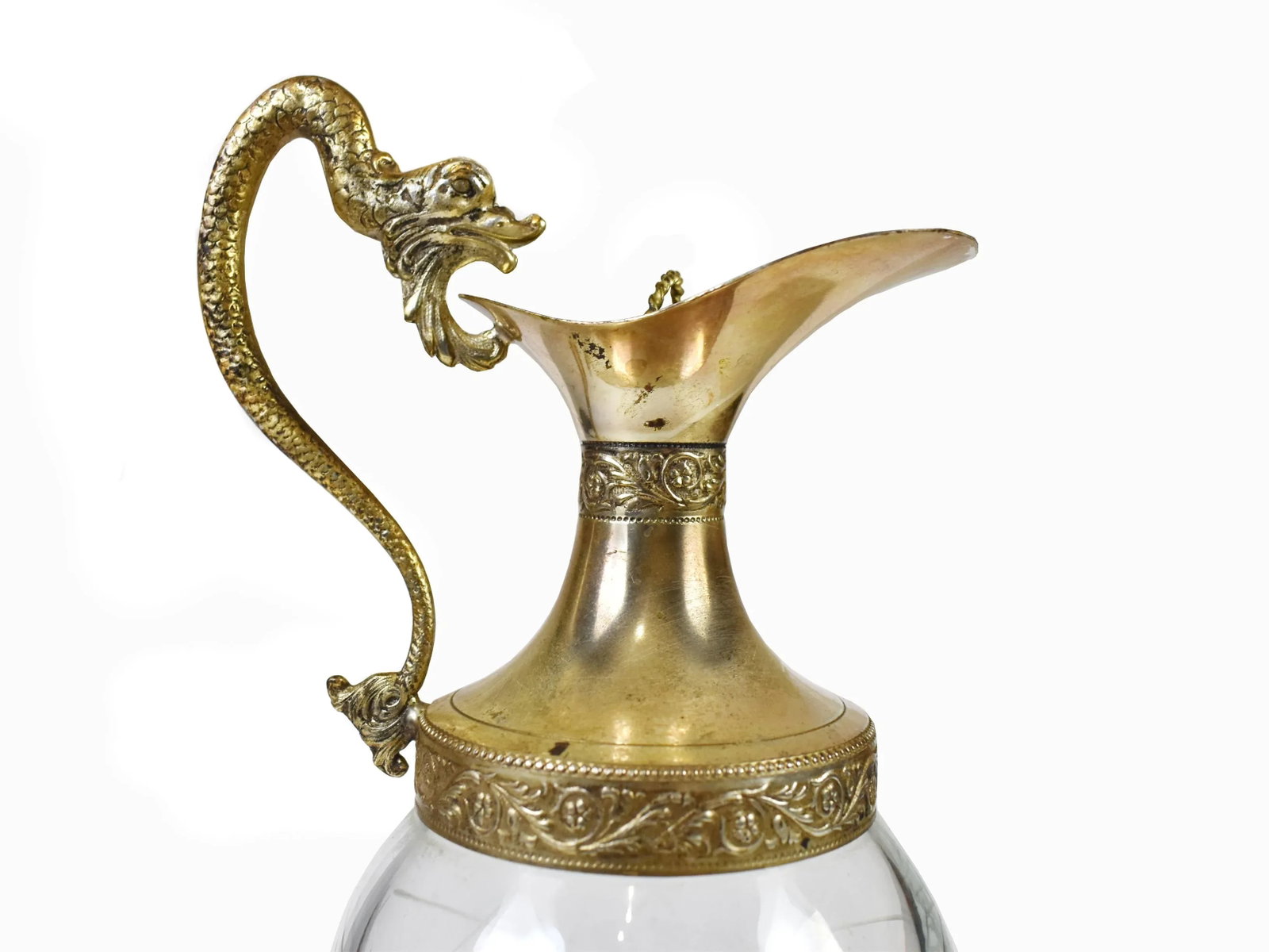Vintage Italian Victorian Silver Plated Cut Etched Glass Wine Decanter Claret Jug - 2