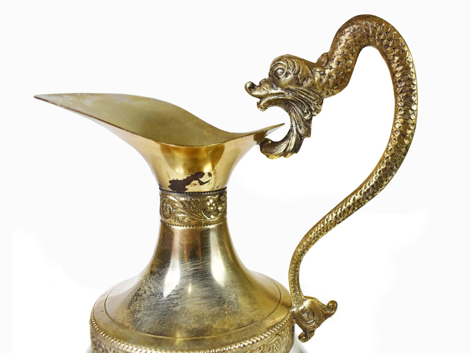 Vintage Italian Victorian Silver Plated Cut Etched Glass Wine Decanter Claret Jug - 9