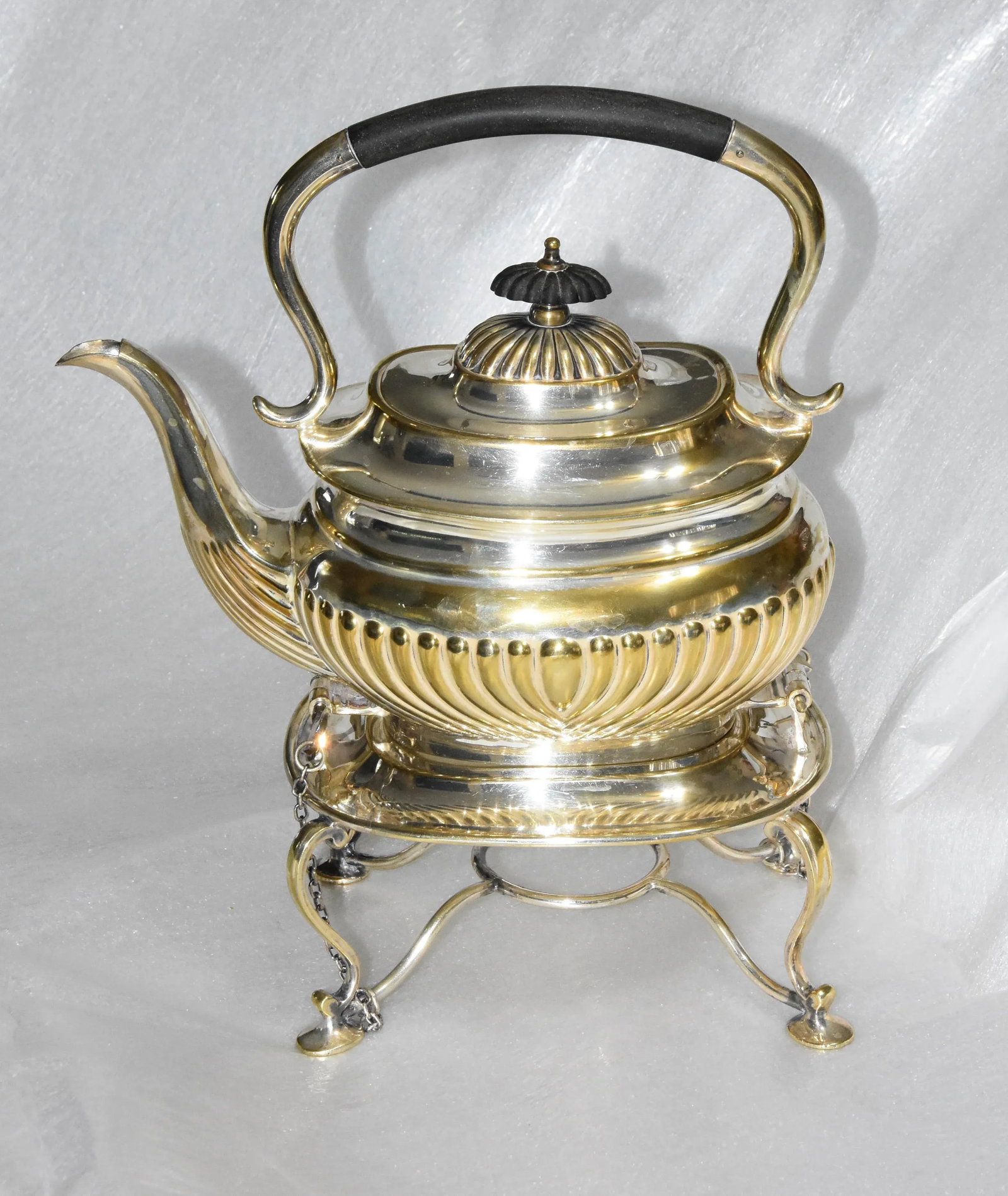Sheffield Silver Plate Locking Tilting Kettle on Stand W/ Burner - 2