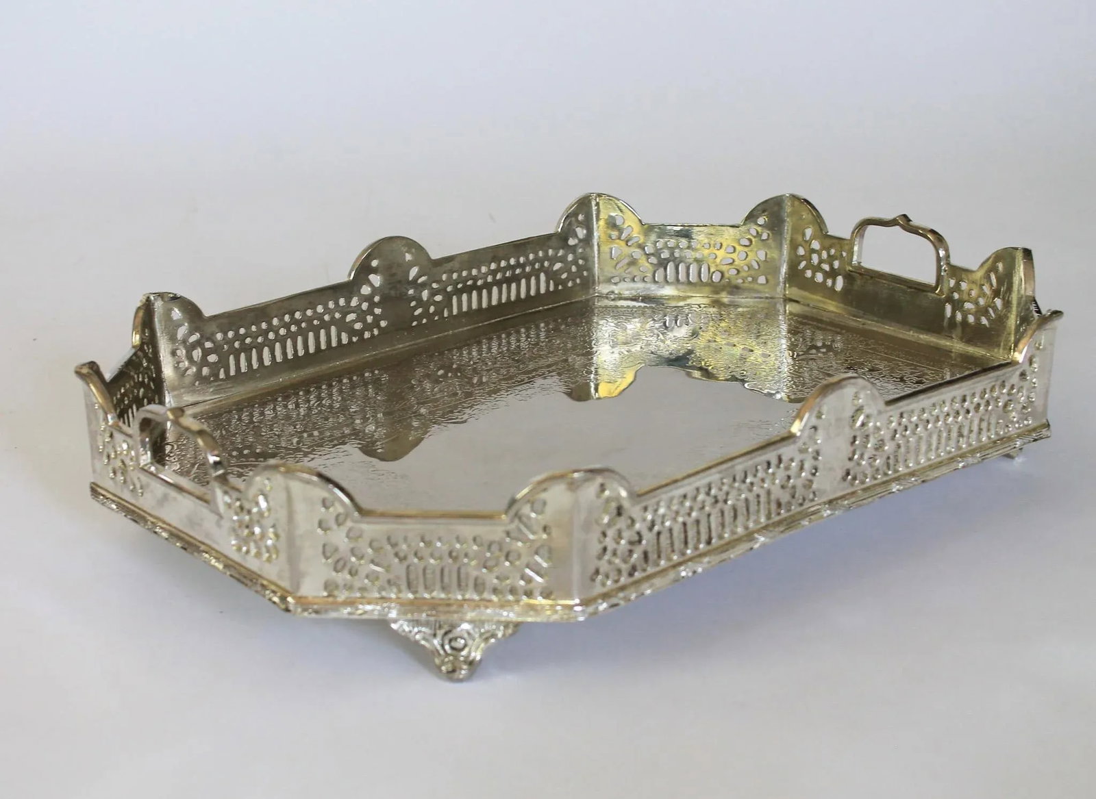 Vintage Edwardian-Style Reticulated Serving Tray - 3