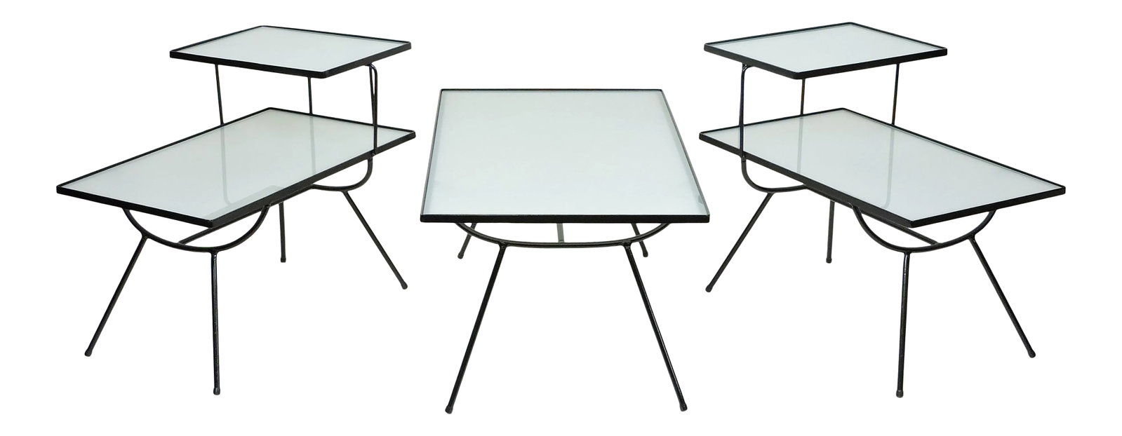 Mid-Century Modern Nelson Style Iron and Glass Tables by Frank and Son - 3 Pieces (1 of 12)