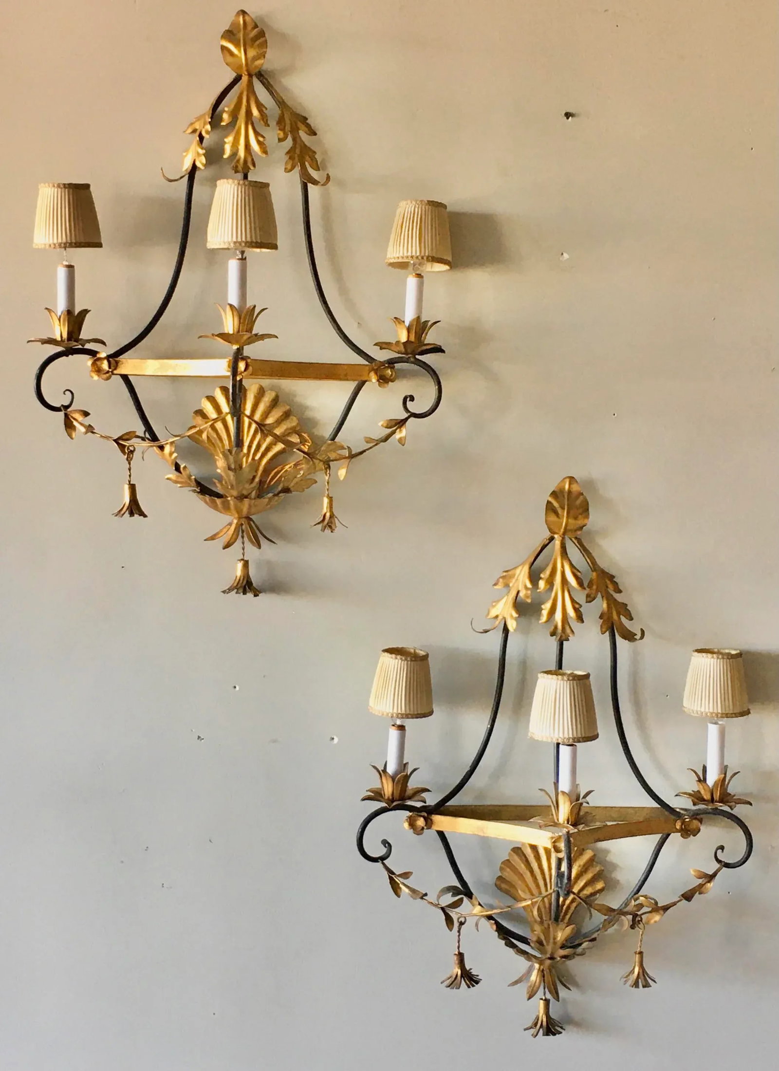 Mid 20th C. Italian Tole Sconce Lights - a Pair - 10