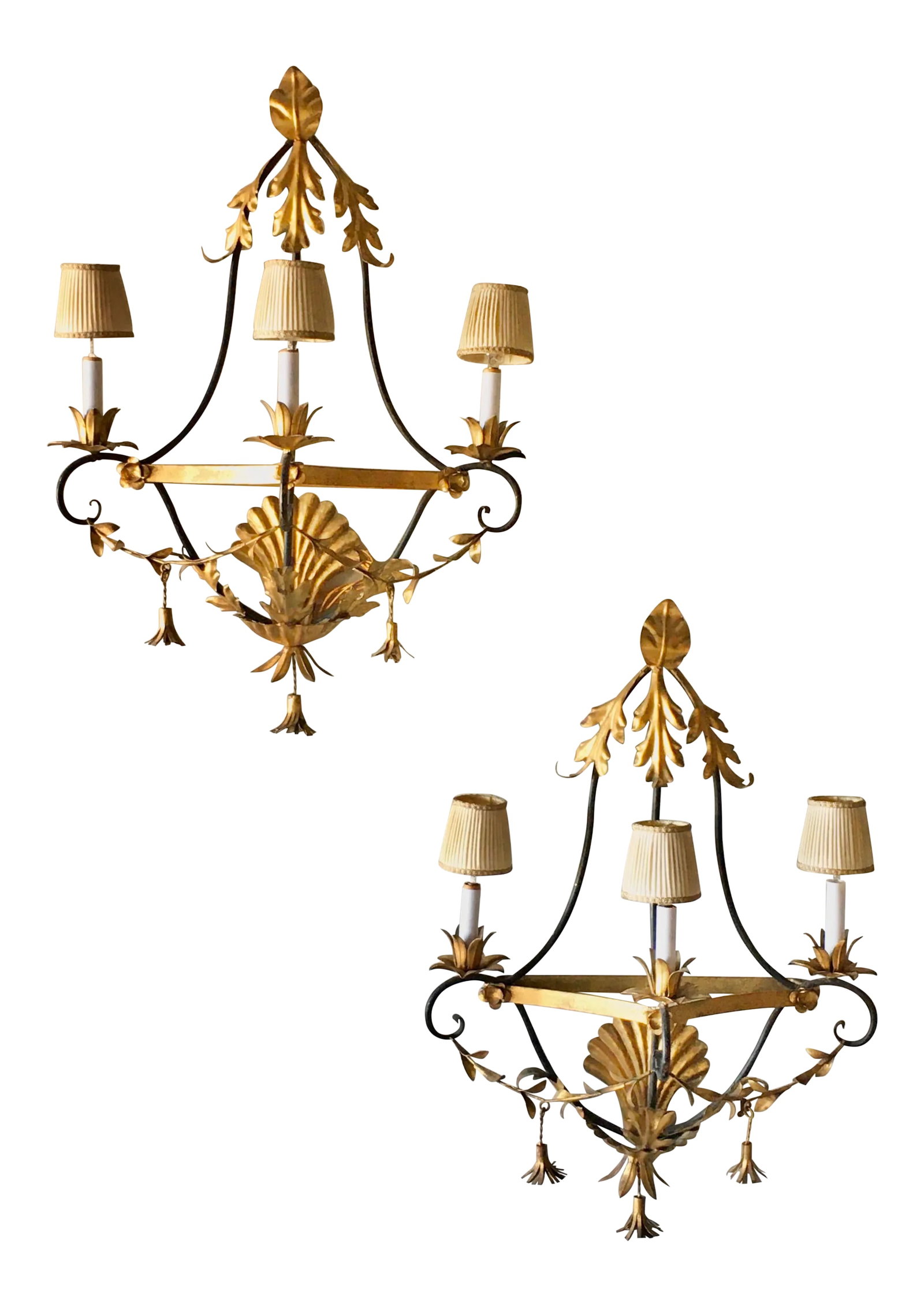 Mid 20th C. Italian Tole Sconce Lights - a Pair (1 of 10)