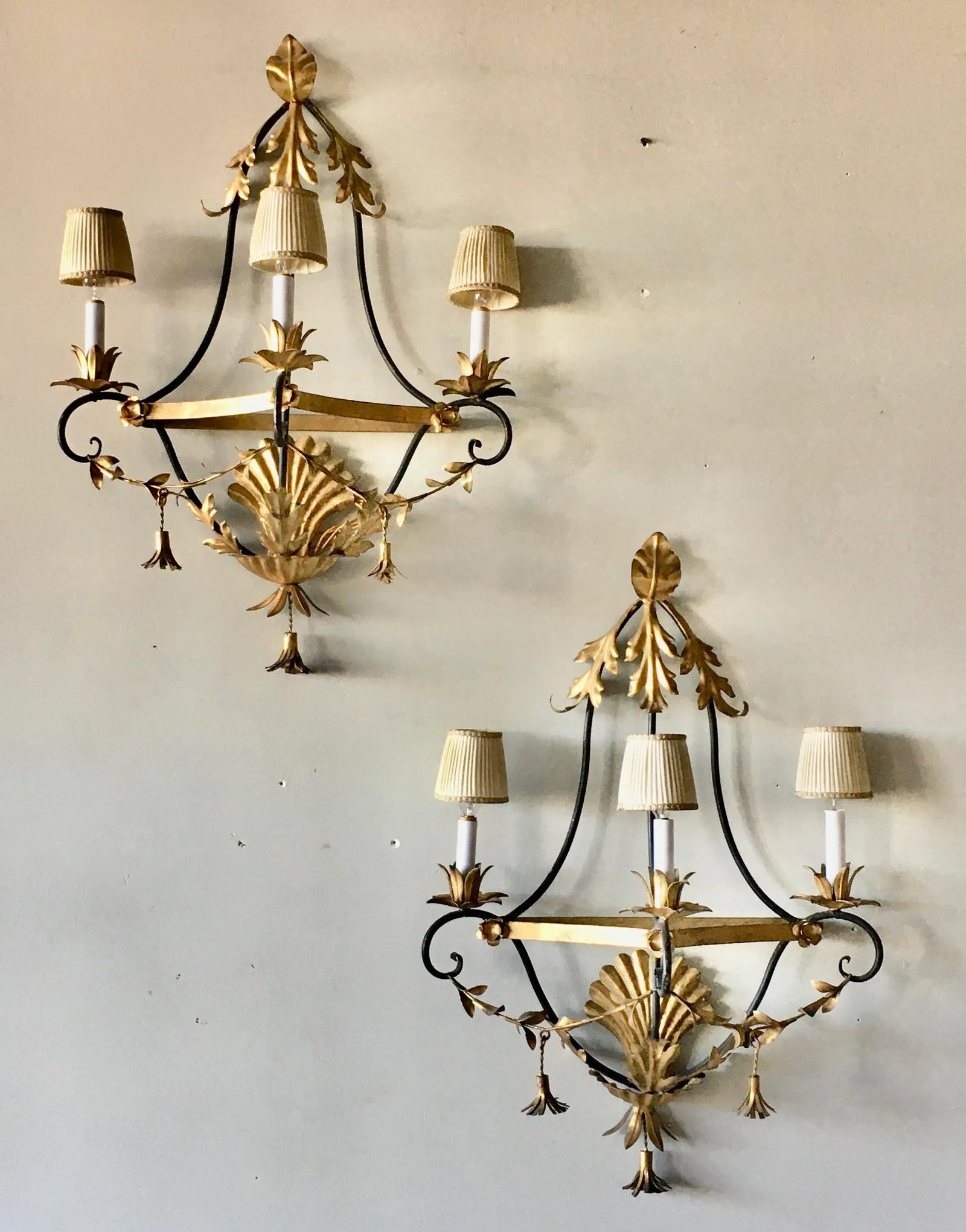Mid 20th C. Italian Tole Sconce Lights - a Pair - 2