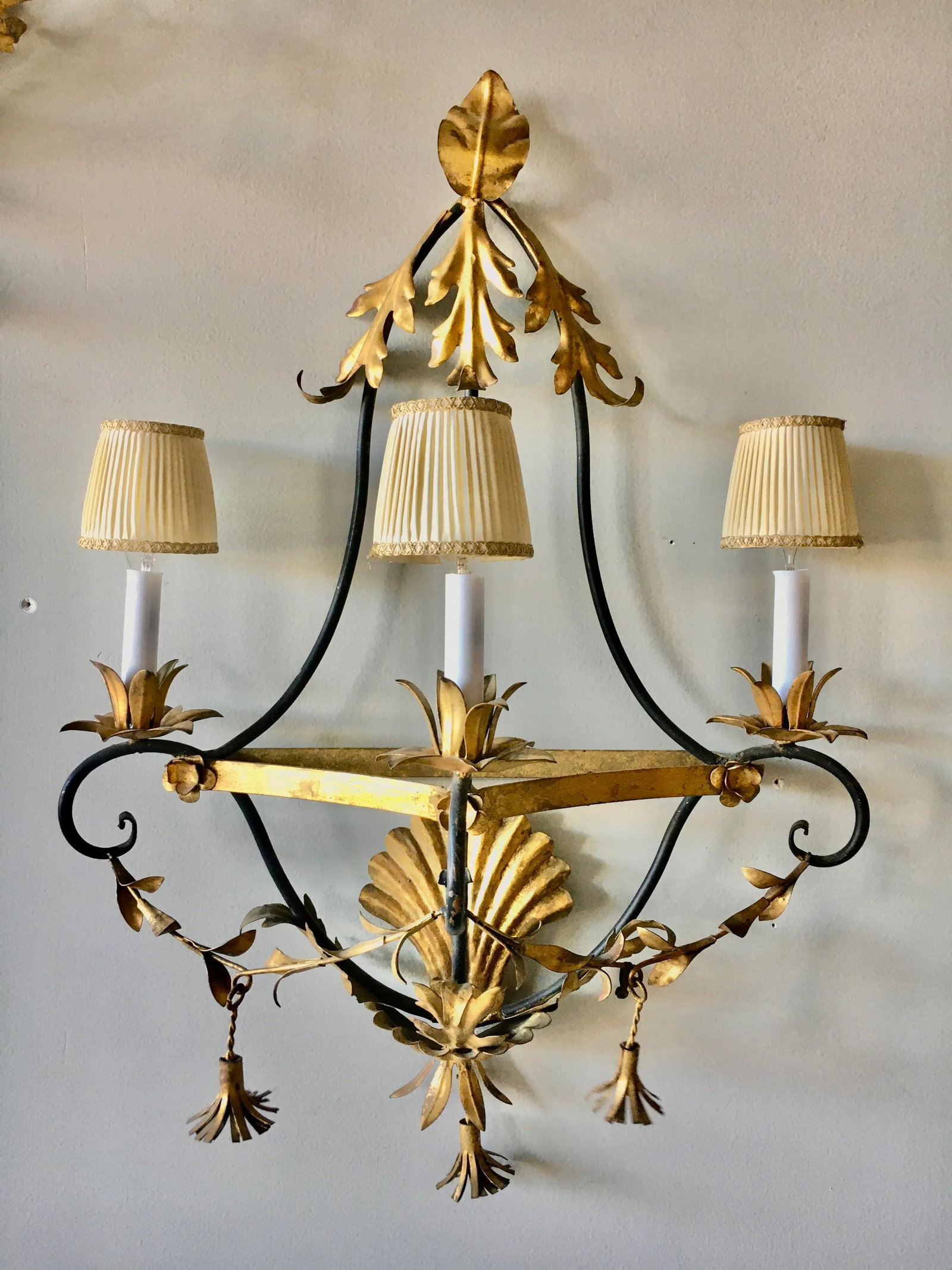 Mid 20th C. Italian Tole Sconce Lights - a Pair - 3