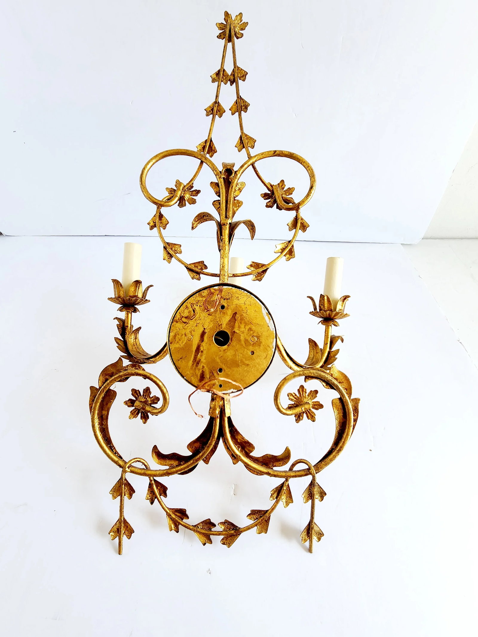 Vaughan Lighting Adam Style Gilt Metal 3 Lights Wall Sconces- A Pair - 11