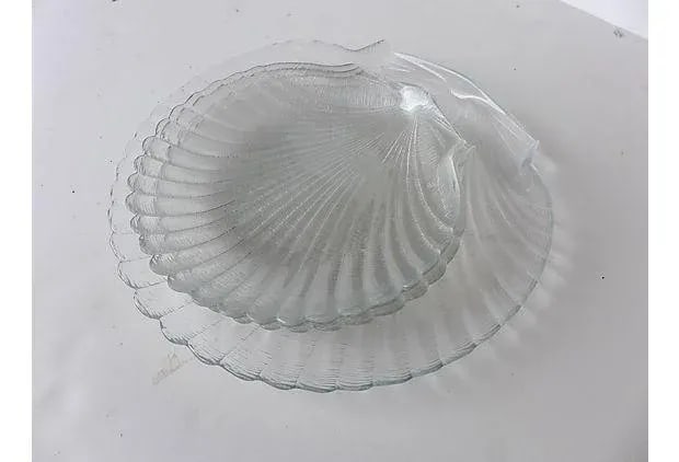 Vintage Glass Scallop Plates & Server - Set of 5 - 3