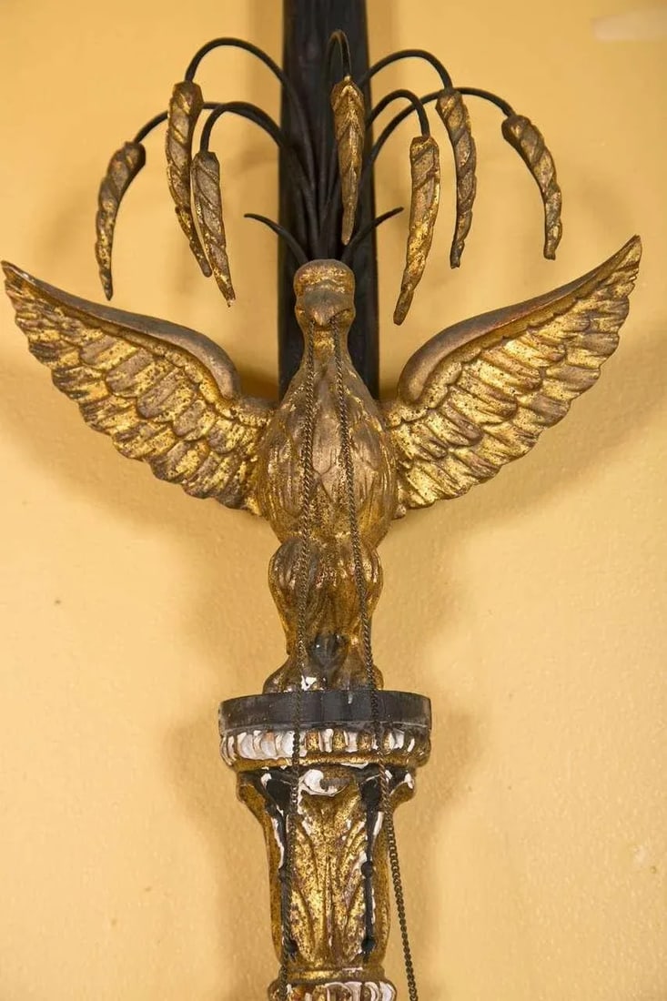 Eagle Carved Gilt Wall Sconces - a Pair - 5