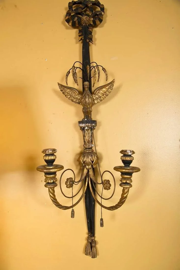 Eagle Carved Gilt Wall Sconces - a Pair - 7
